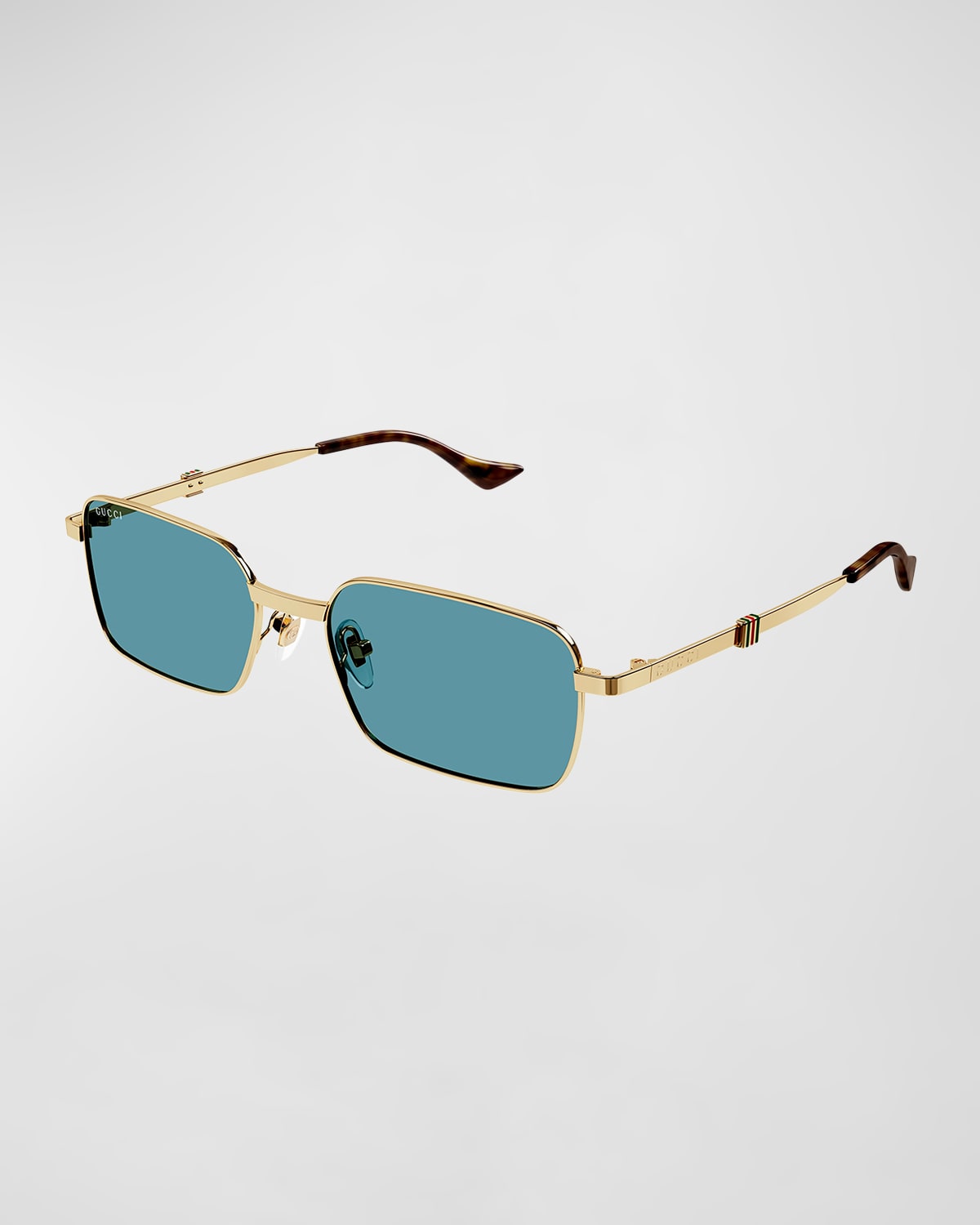 Gucci Men's Metal Rectangle Sunglasses In Gold
