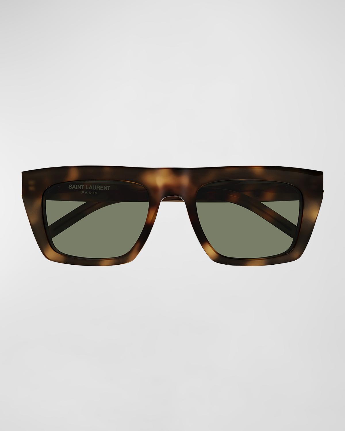 YSL Acetate Flat-Top Rectangle Sunglasses
