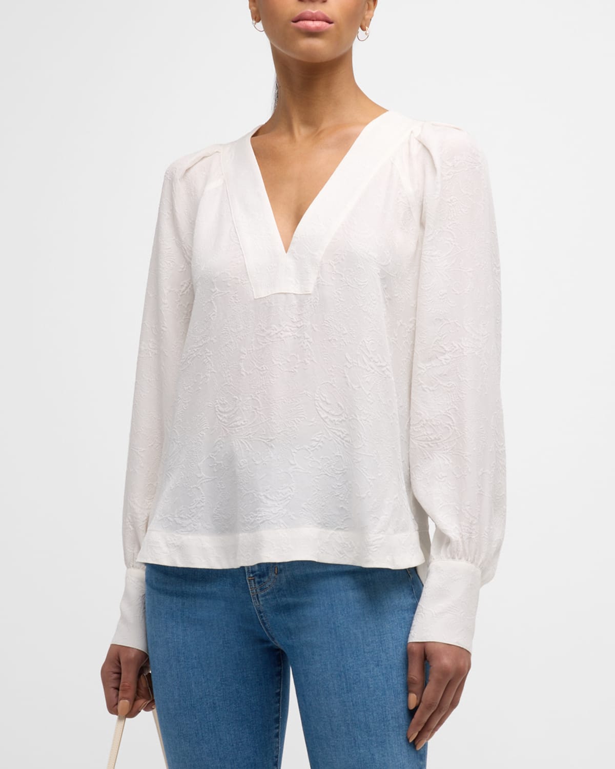 Shop Veronica Beard Osler Long-sleeve Blouse In Off White