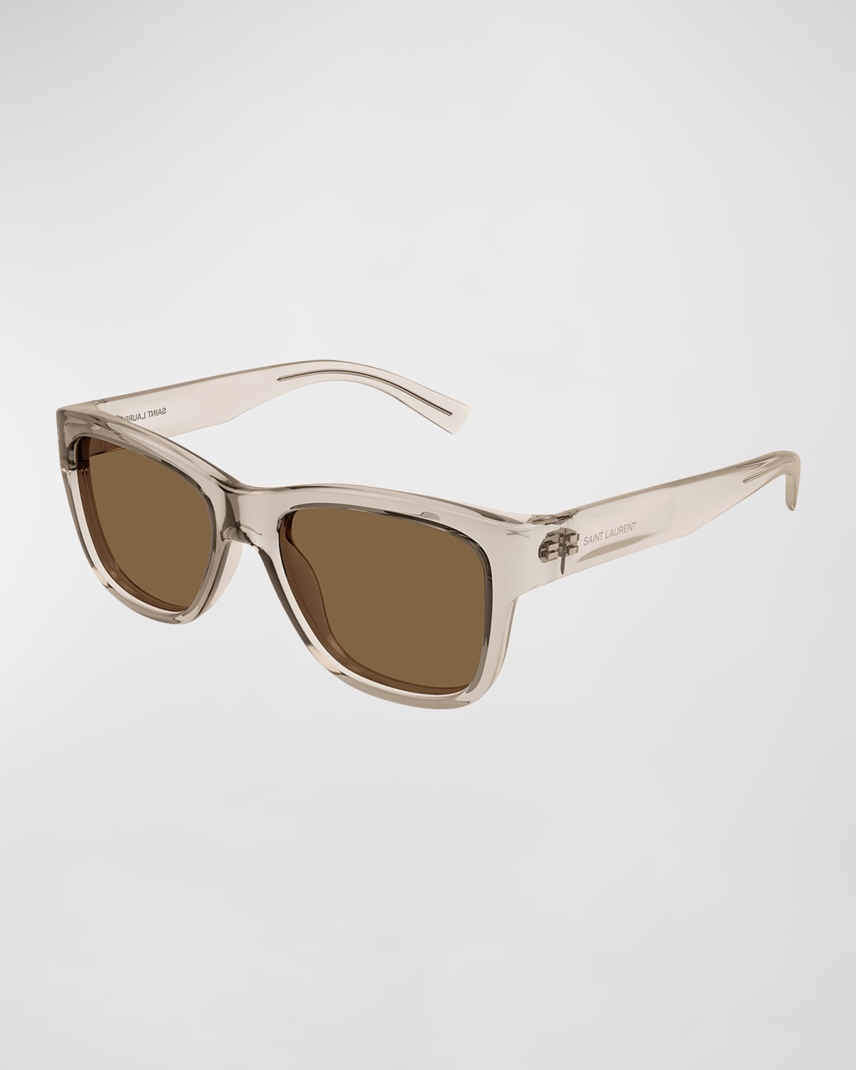 Shop Saint Laurent Men's Sl 674 Plastic Square Sunglasses In Beige