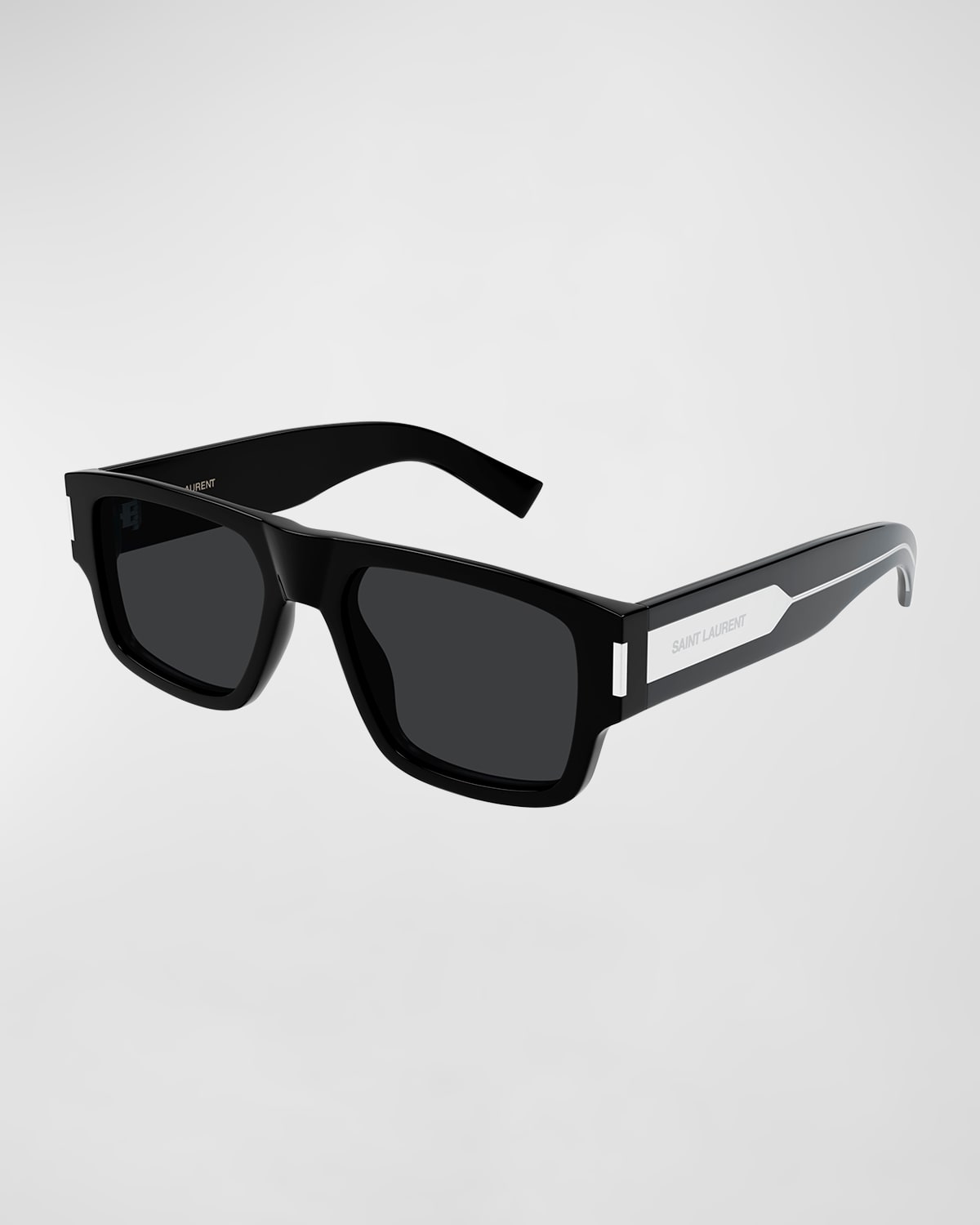 Shop Saint Laurent Men's Sl 659 Acetate Rectangle Sunglasses In Black