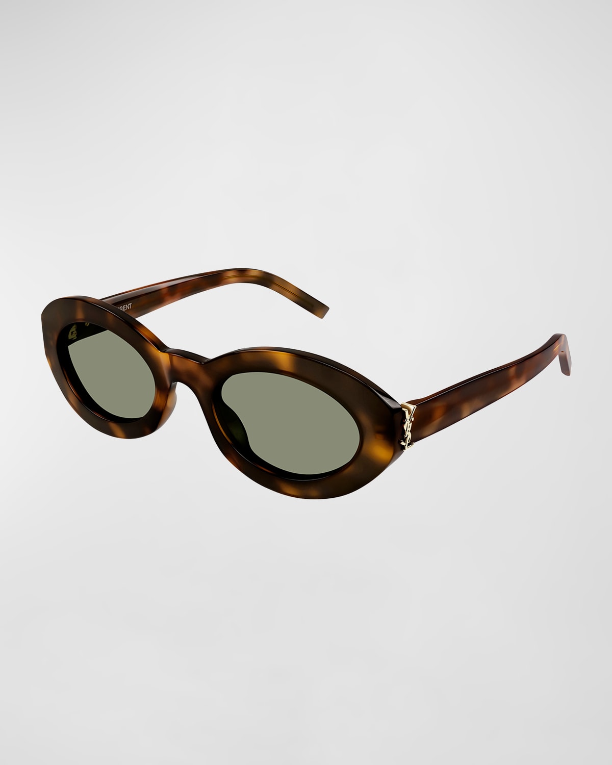 Saint Laurent Ysl Acetate Oval Sunglasses In Brown