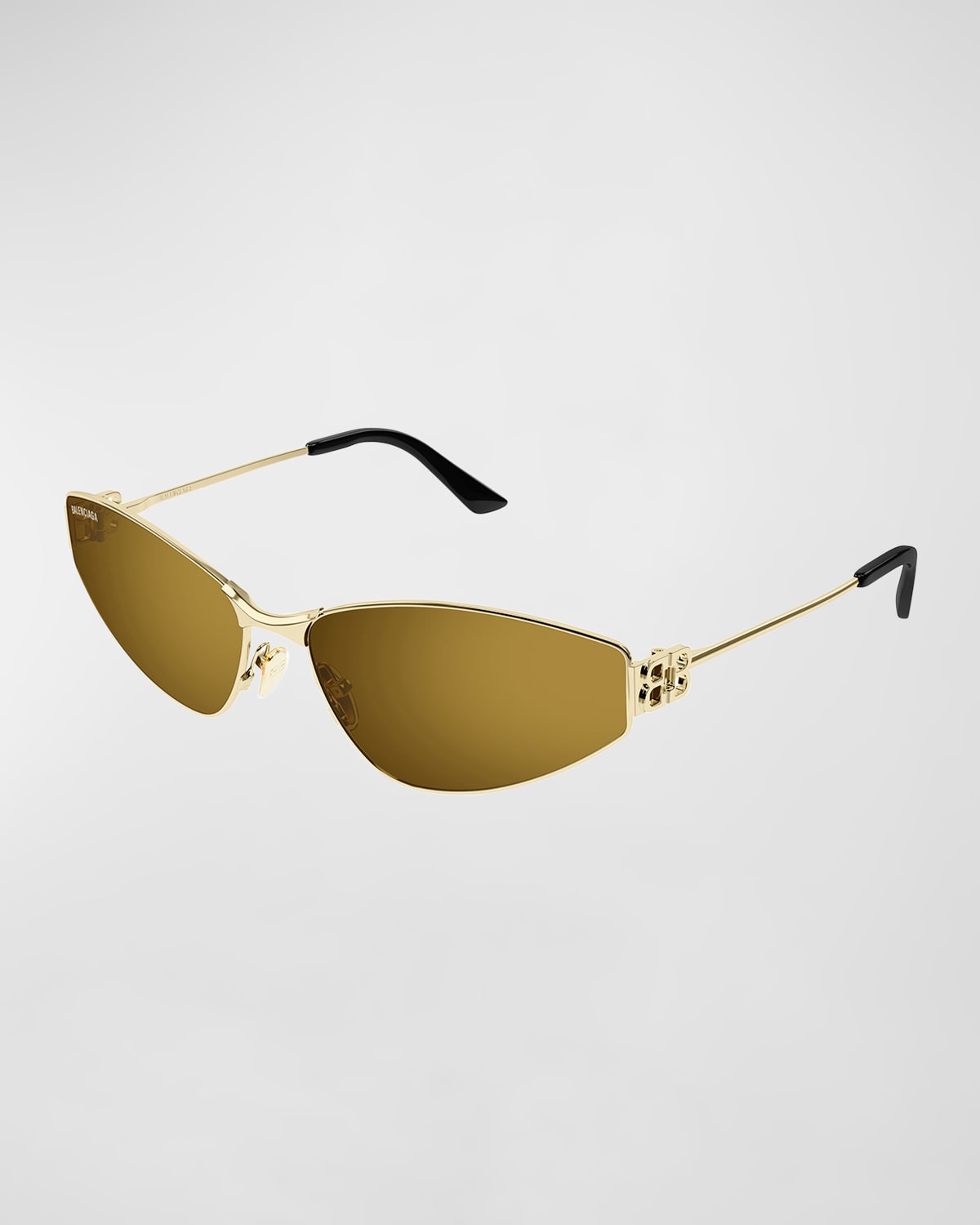 Balenciaga Gold Mercury Rectangular Metal Sunglasses In Gold