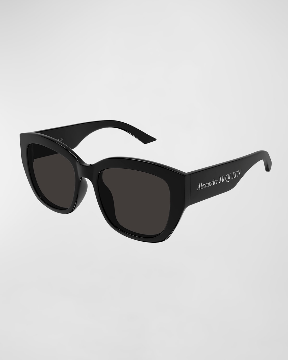 Shop Alexander Mcqueen Logo Acetate Butterfly Sunglasses In Black