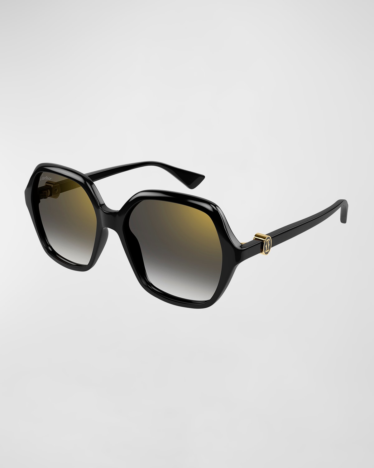 Shop Cartier Gradient Acetate Square Sunglasses In Black Colour