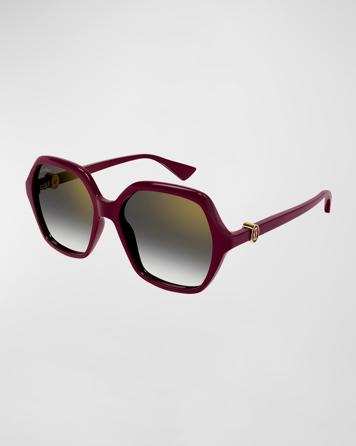 Cartier 57mm Square Sunglasses In Burgundy Colour