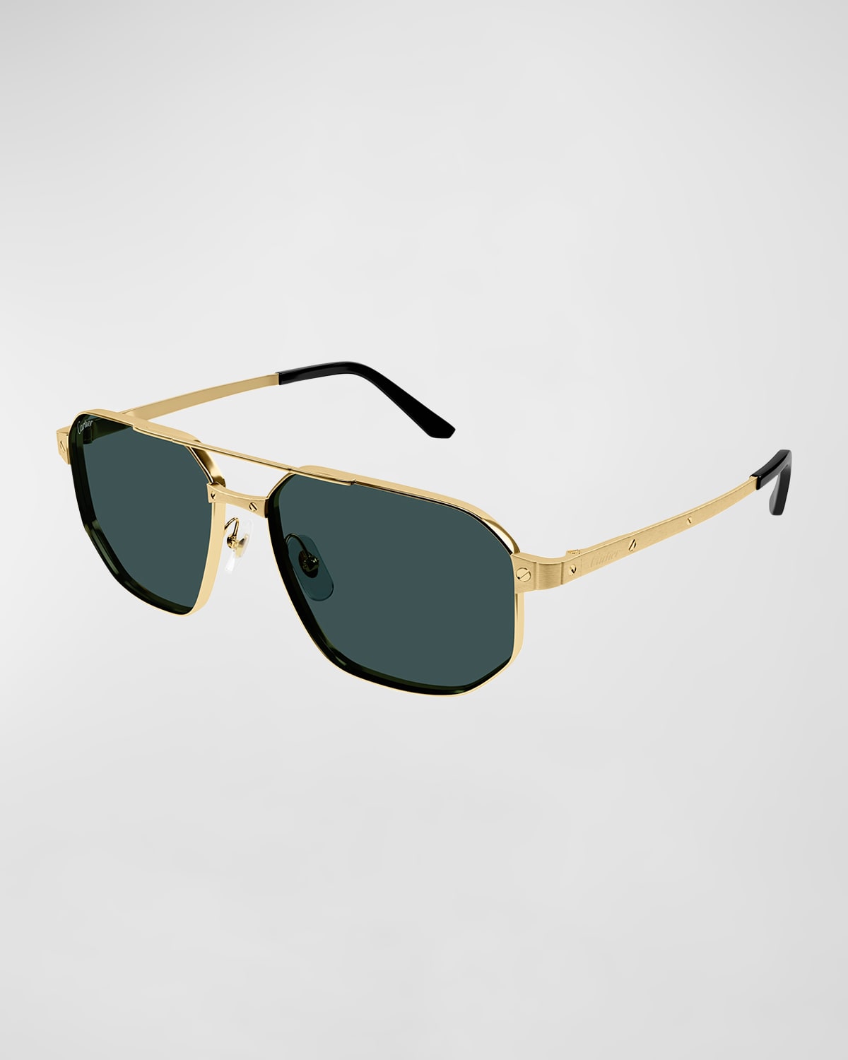 Shop Cartier Men's Ct0462s Metal Aviator Sunglasses In 003 Smooth And Brushed Golden Finish