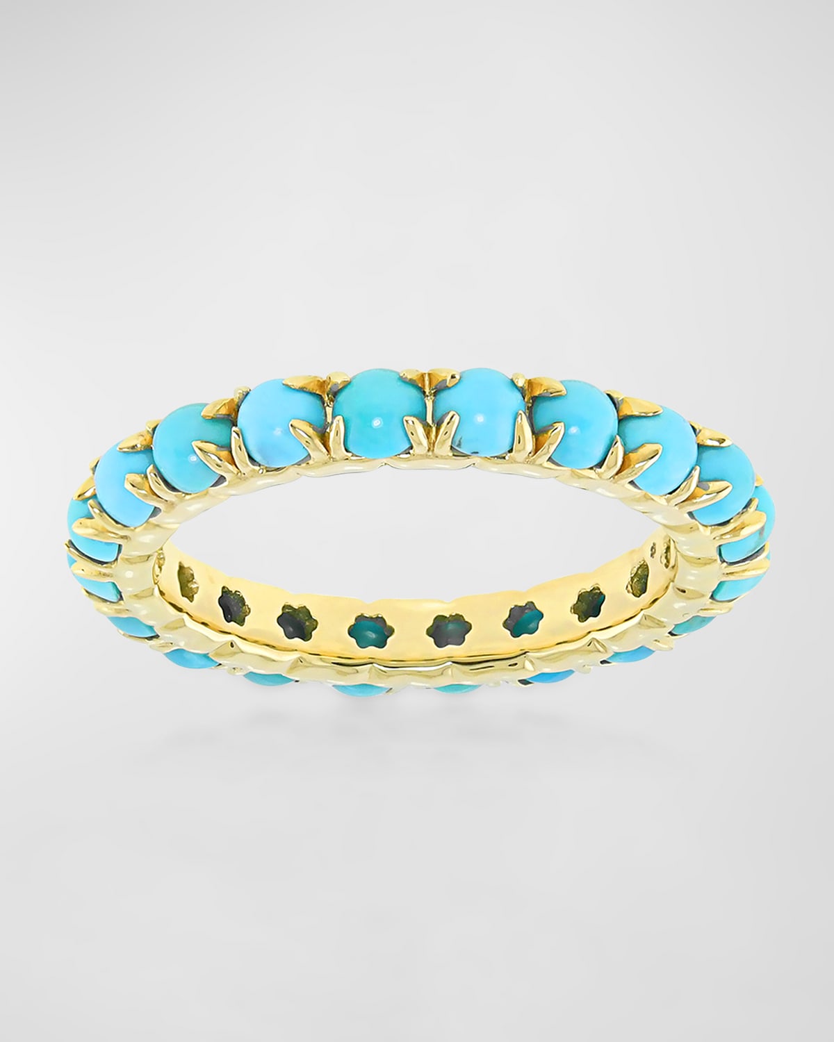 18K Yellow Gold Turquoise Gem Eternity Ring