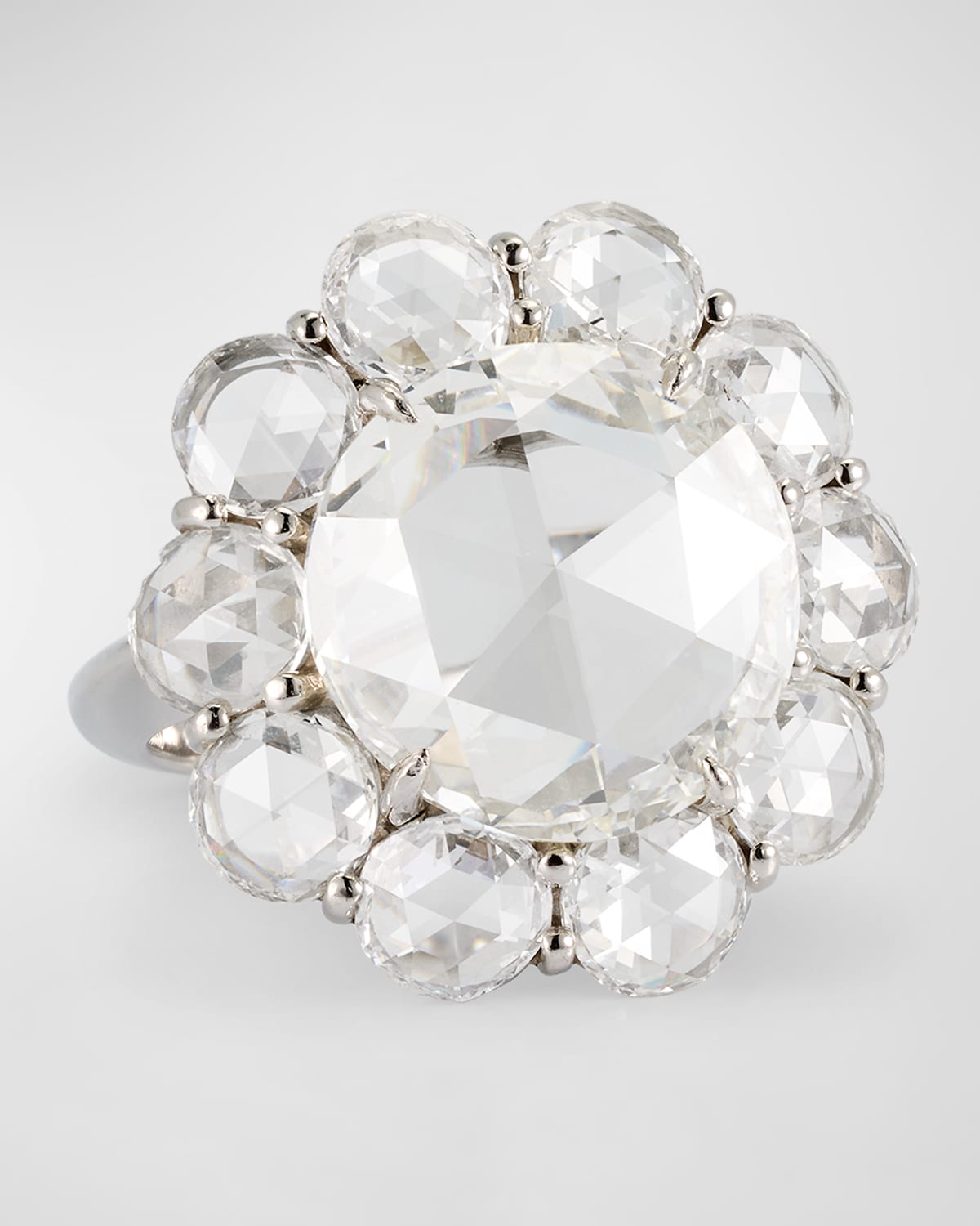 Platinum Rose Cut Diamond Ring, Size 6