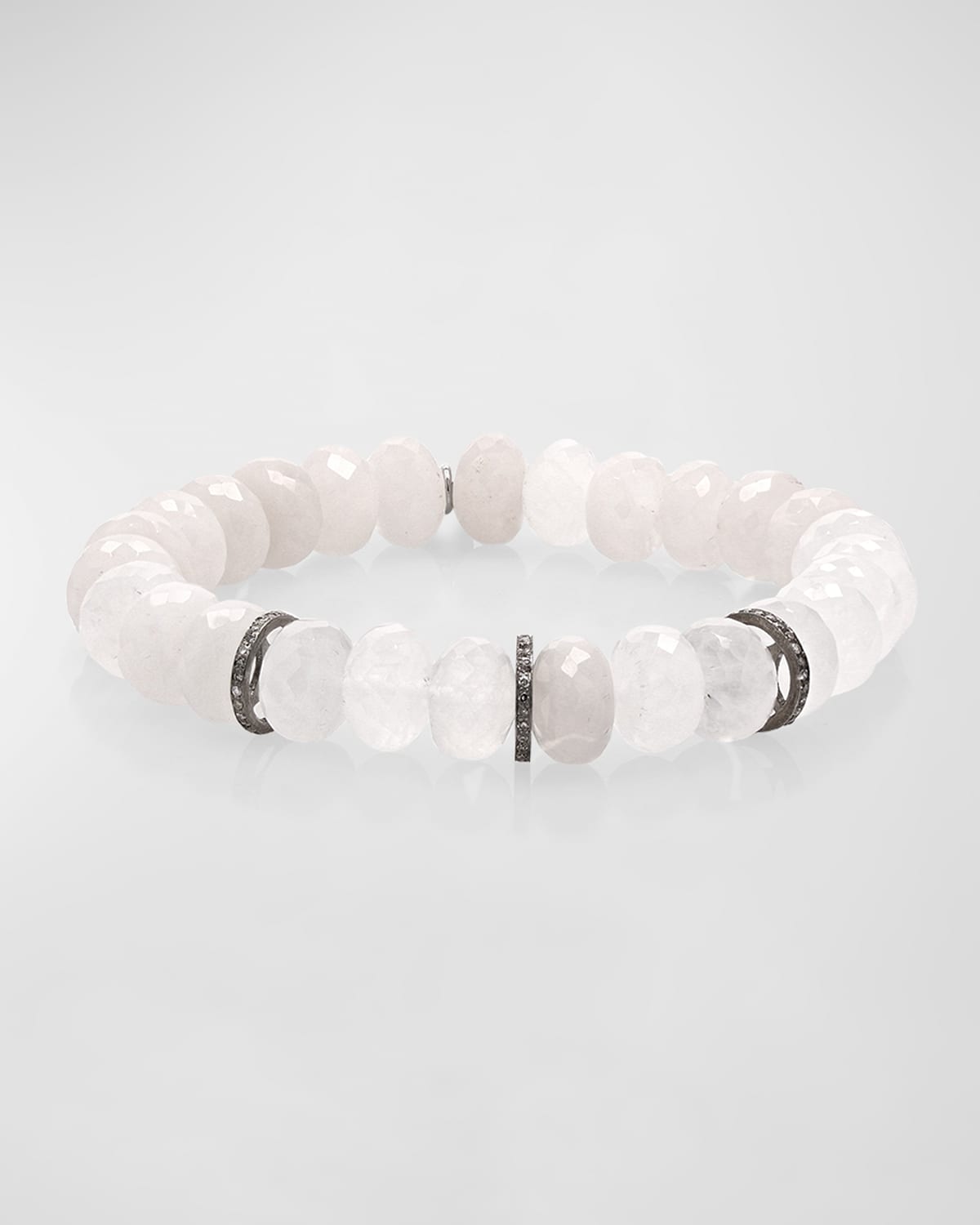 Sheryl Lowe Crystal Bead Bracelet With 3 Diamond Rondelles In White
