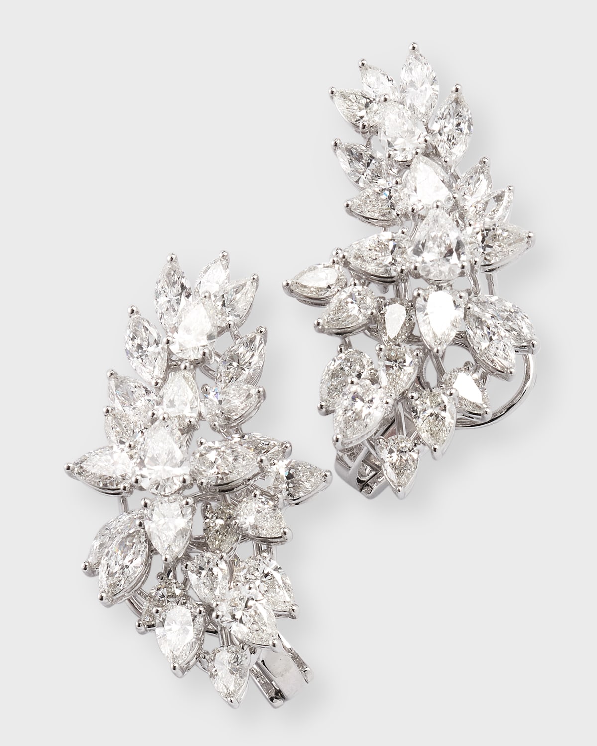 Neiman Marcus Lab Grown Diamonds Lab Grown Diamond 18k White Gold Pear And Marquise Cluster Earrings In Metallic