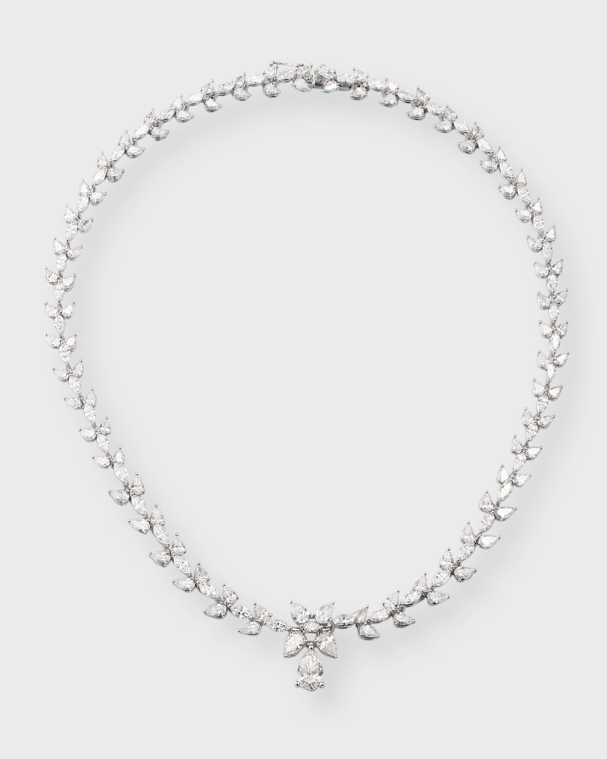 Neiman Marcus Lab Grown Diamonds Lab Grown Diamond 18k White Gold Marquise And Pear Necklace, 17"l, 24.16ctw In Metallic