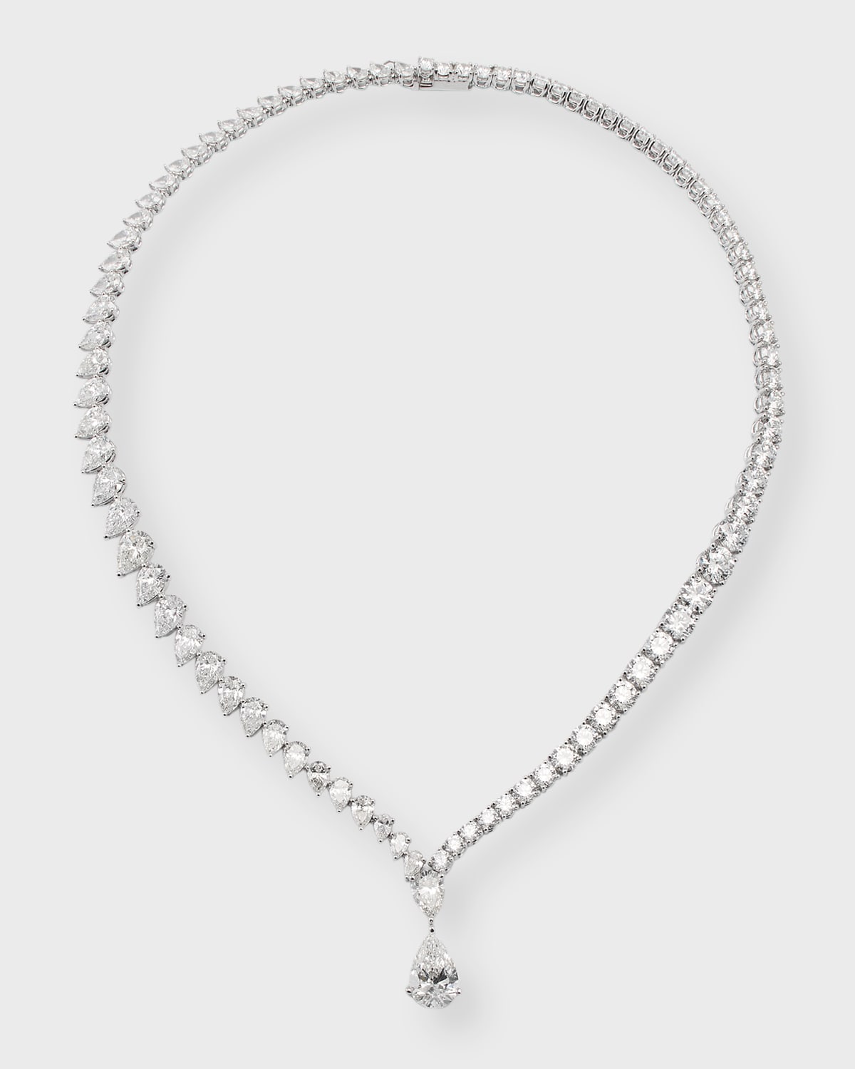 Shop Neiman Marcus Lab Grown Diamonds Lab Grown Diamond 18k White Gold Pear And Round Necklace, 17"l, 36.26ctw