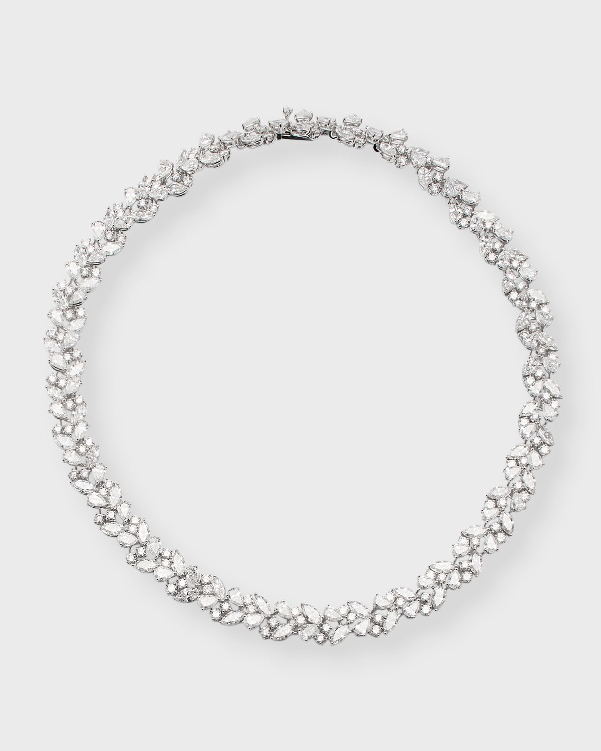 Neiman Marcus Lab Grown Diamonds Lab Grown Diamond 18k White Gold Mixed Necklace, 16"l, 23.56ctw In Metallic