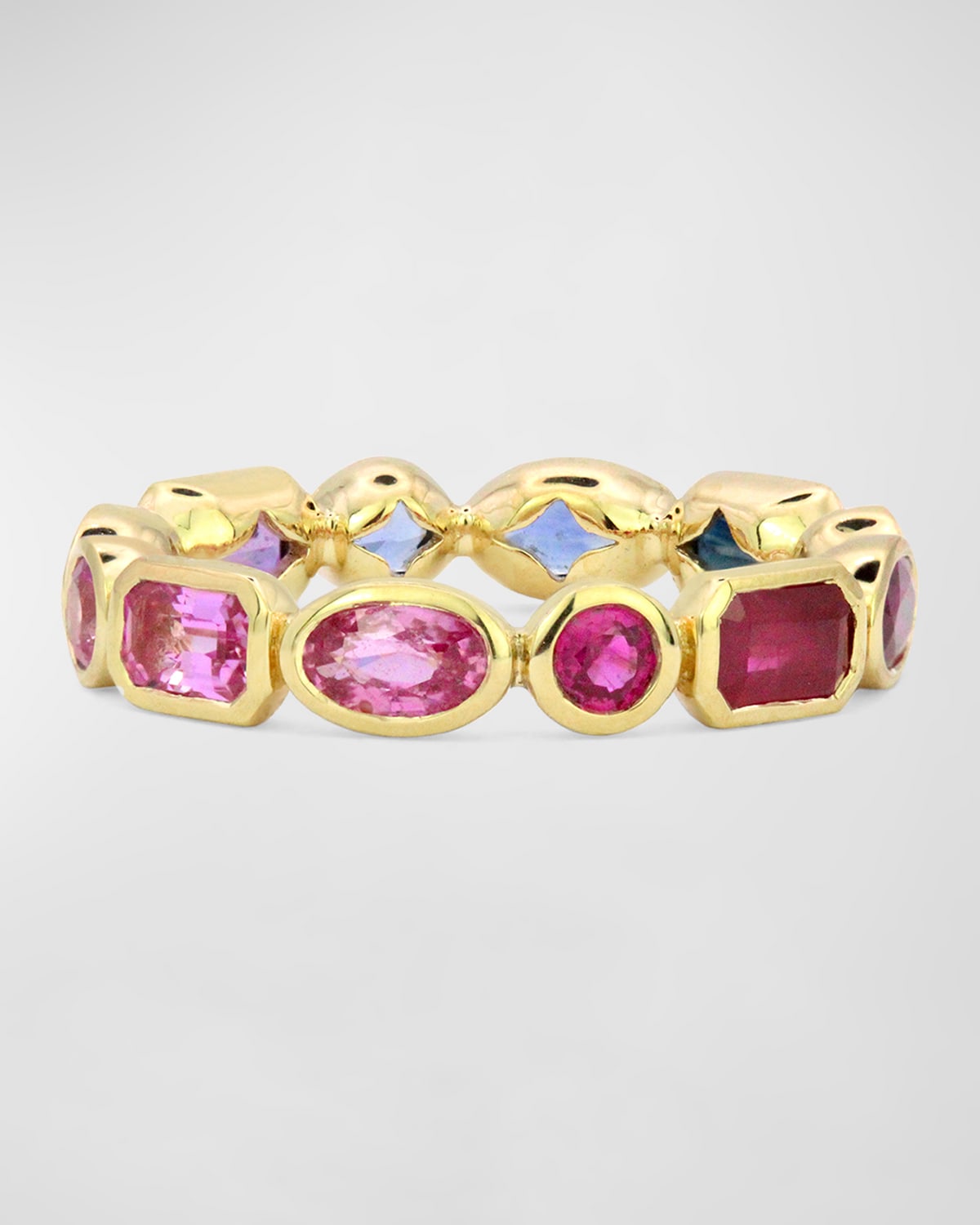 18K Yellow Gold Lunar Ombre Gem Multi-Shape Eternity Band