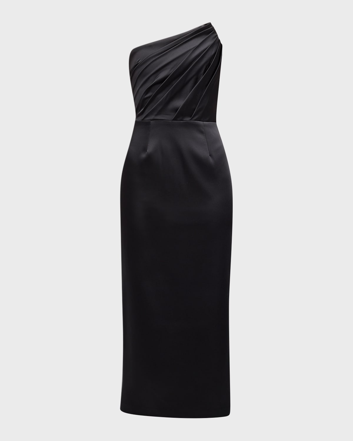 Gigii's Kremlin Strapless Pleated Column Midi Dress In Spider Black Sb28