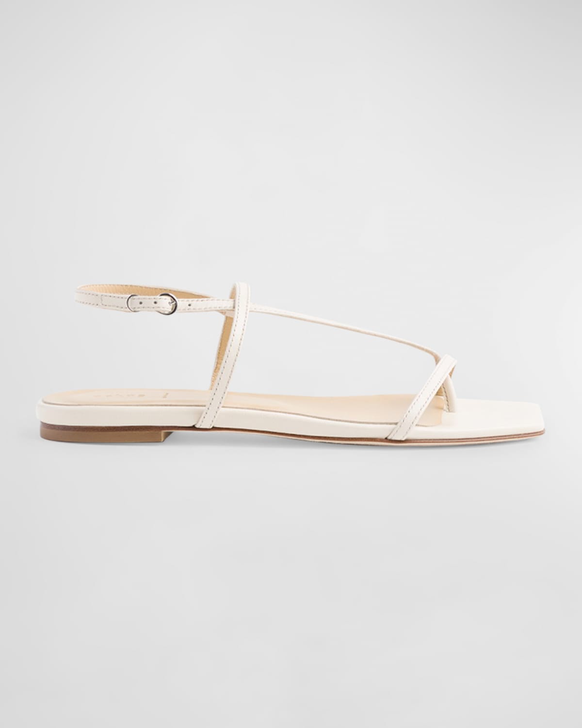 Shop Aeyde Ella Leather Thong Slingback Sandals In Creamy