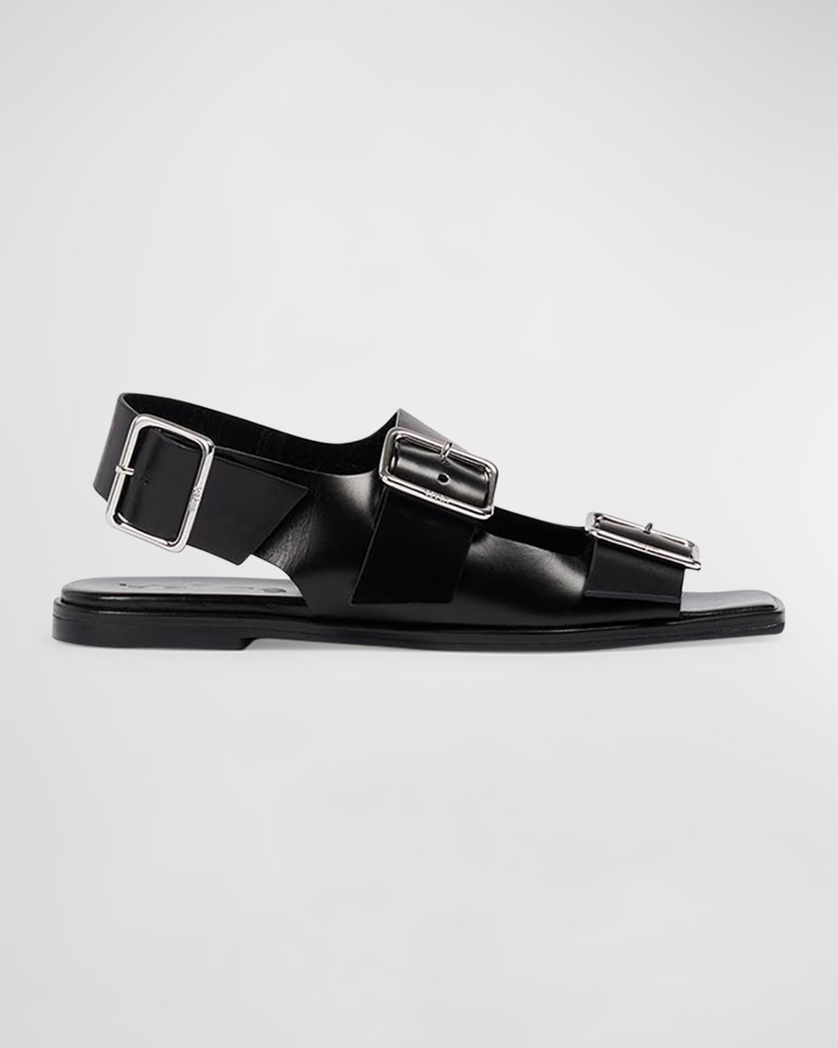 Shop Aeyde Thekla Leather Dual Buckle Slingback Sandals In Black