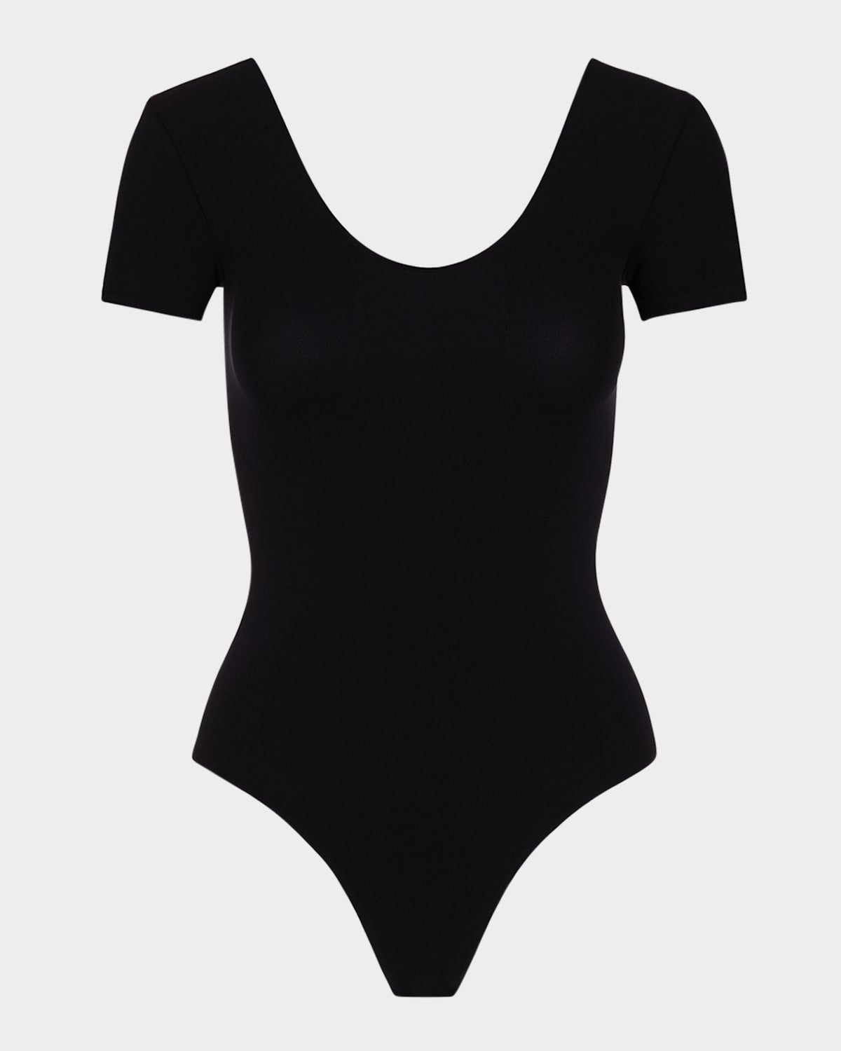 Shop Commando Ballet Scoop-neck Microfiber Bodysuit In Black