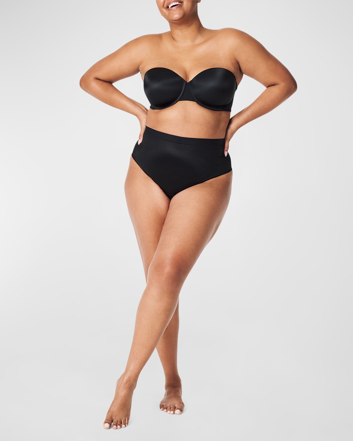 Shop Spanx Thinstincts 2.0 High-rise Shaping Thong In Very Black