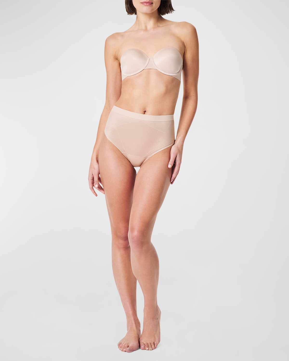 Shop Spanx Thinstincts 2.0 High-rise Shaping Thong In Champagne Beige