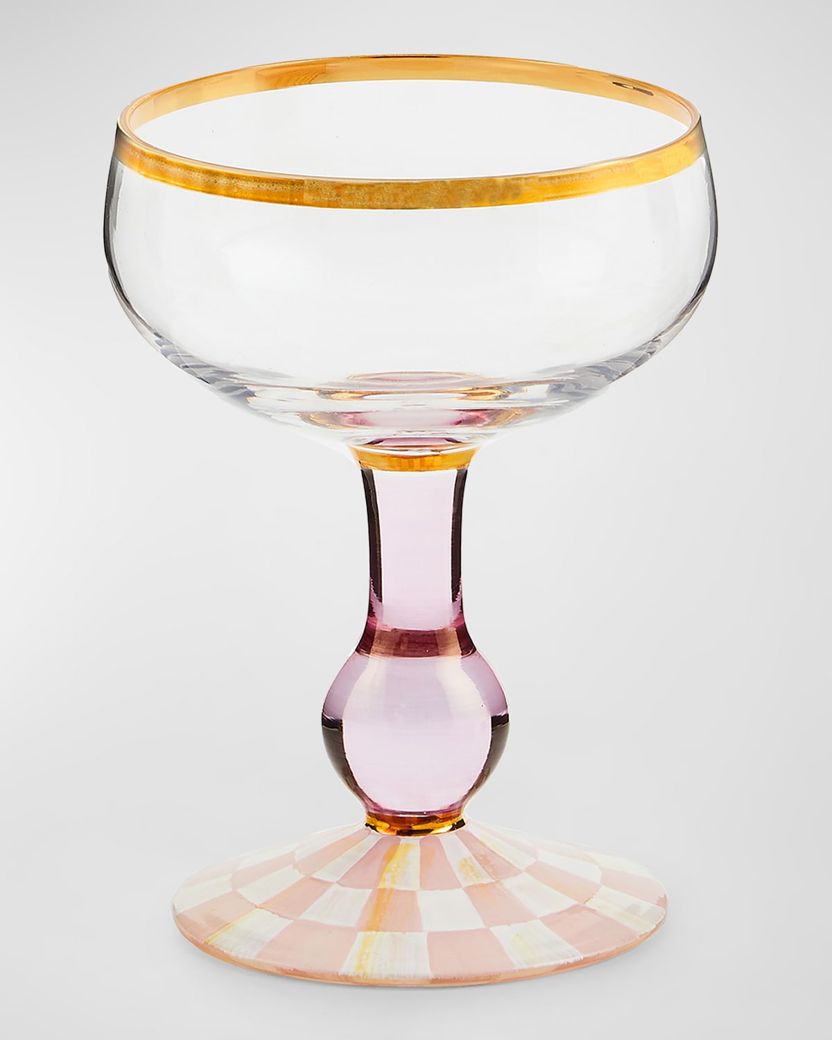 Mackenzie-childs Rosy Check Coupe Glass