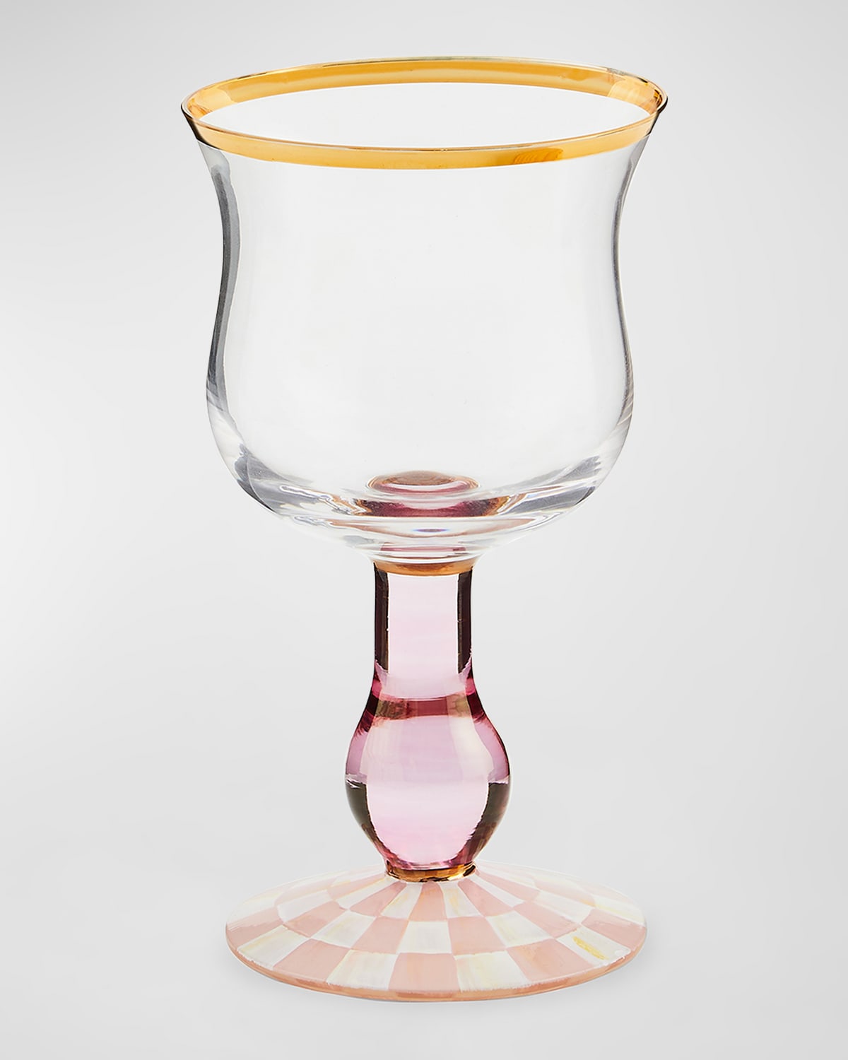 Mackenzie-childs Rosy Check Wine Glass