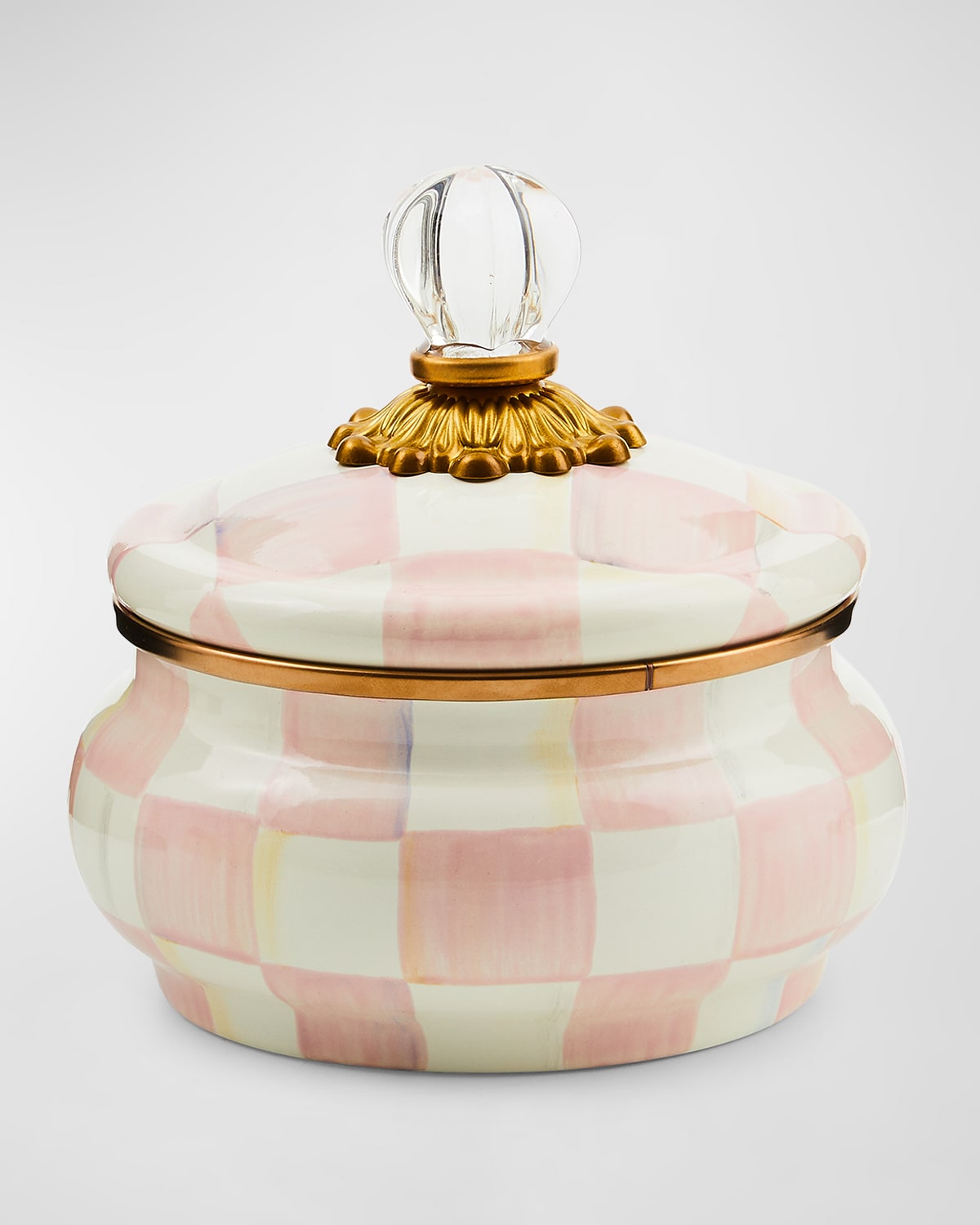 Mackenzie-childs Mackenzie Childs Rosy Check Enameled Steel Squashed Pot