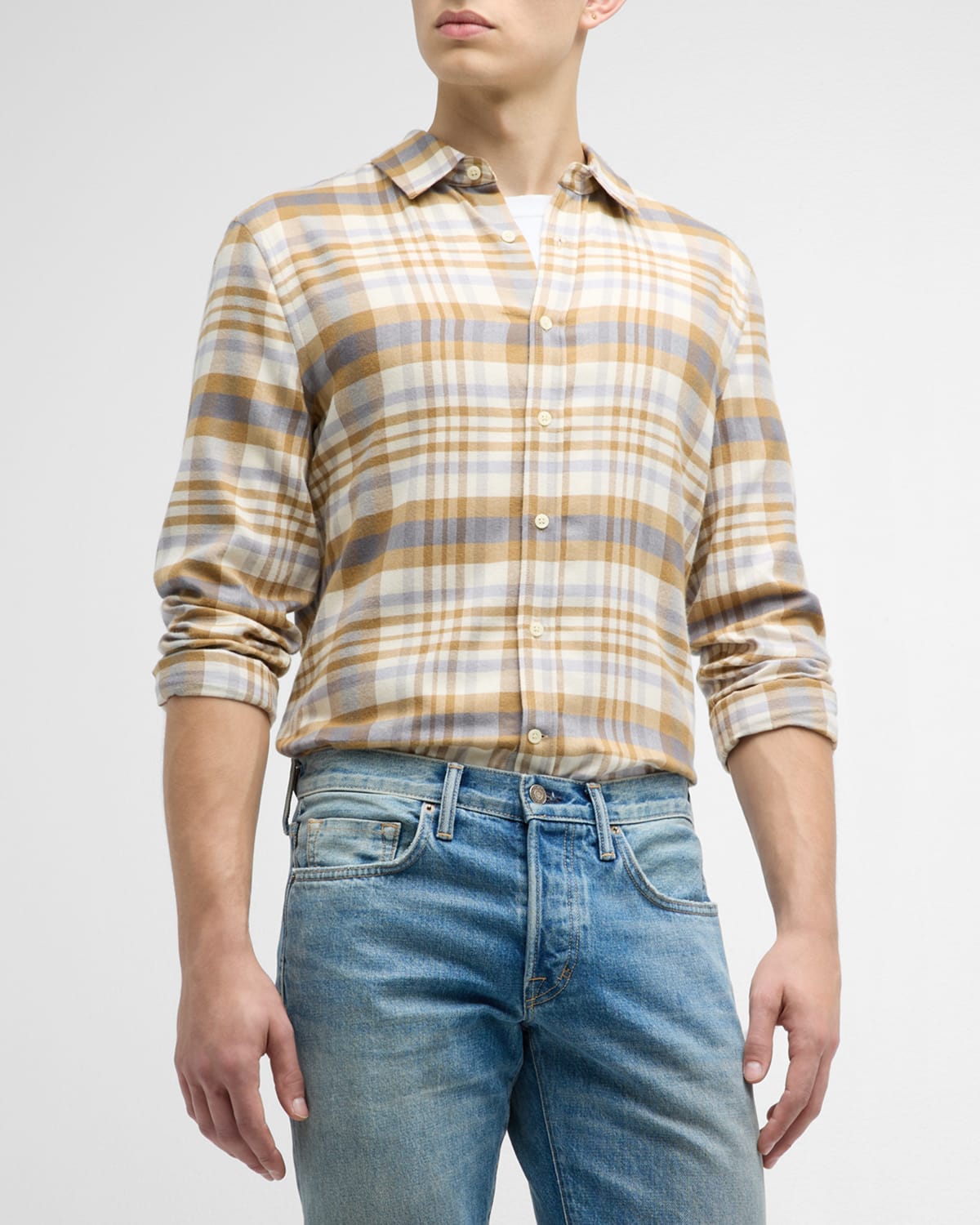 Joe's Jeans Men's Oliver Plaid Flannel Button-front Shirt In Cinder Plaid