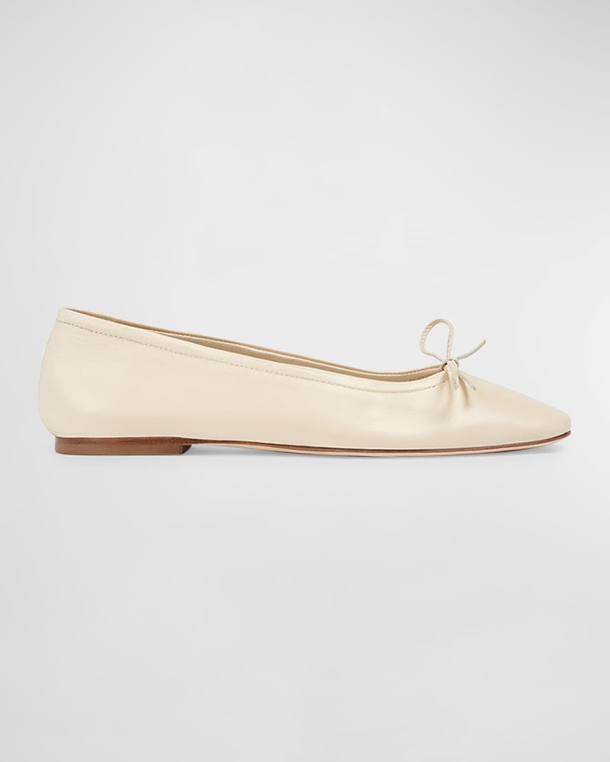 Shop Aeyde Delfina Leather Bow Ballerina Flats In Creamy