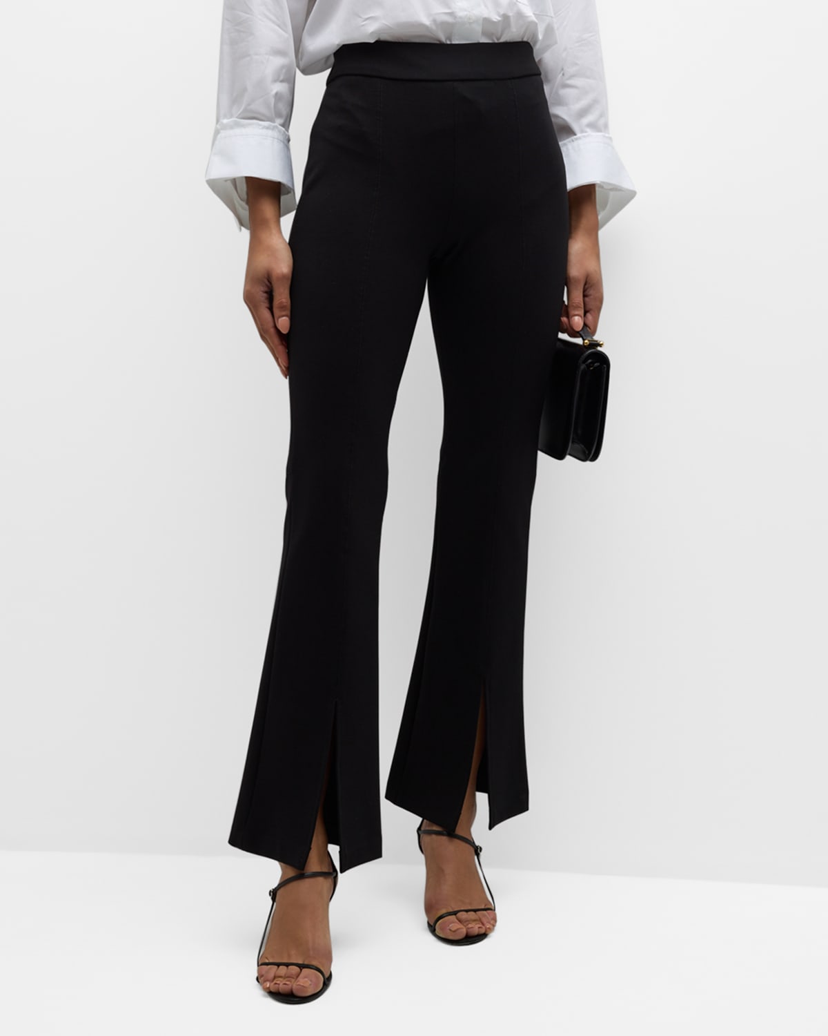 Twp Sexy Back Front-slit Flare Pants In Black
