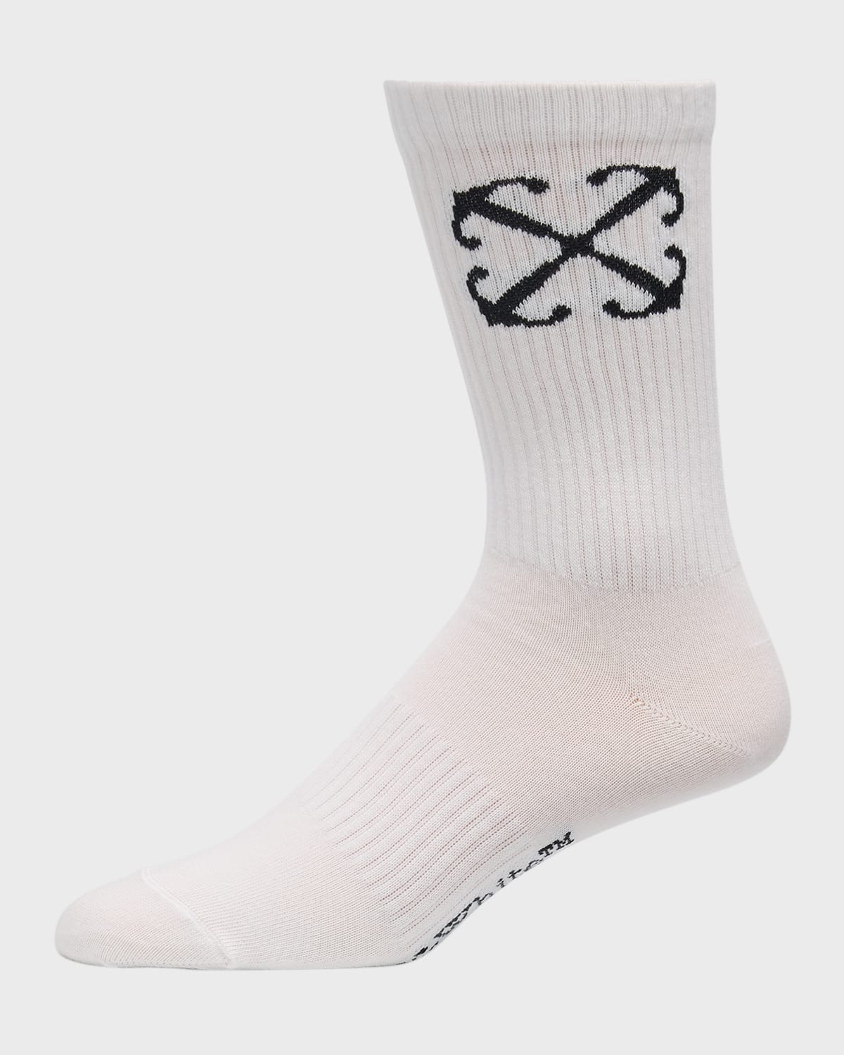 Off-white Men's Logo Crew Socks In White Black