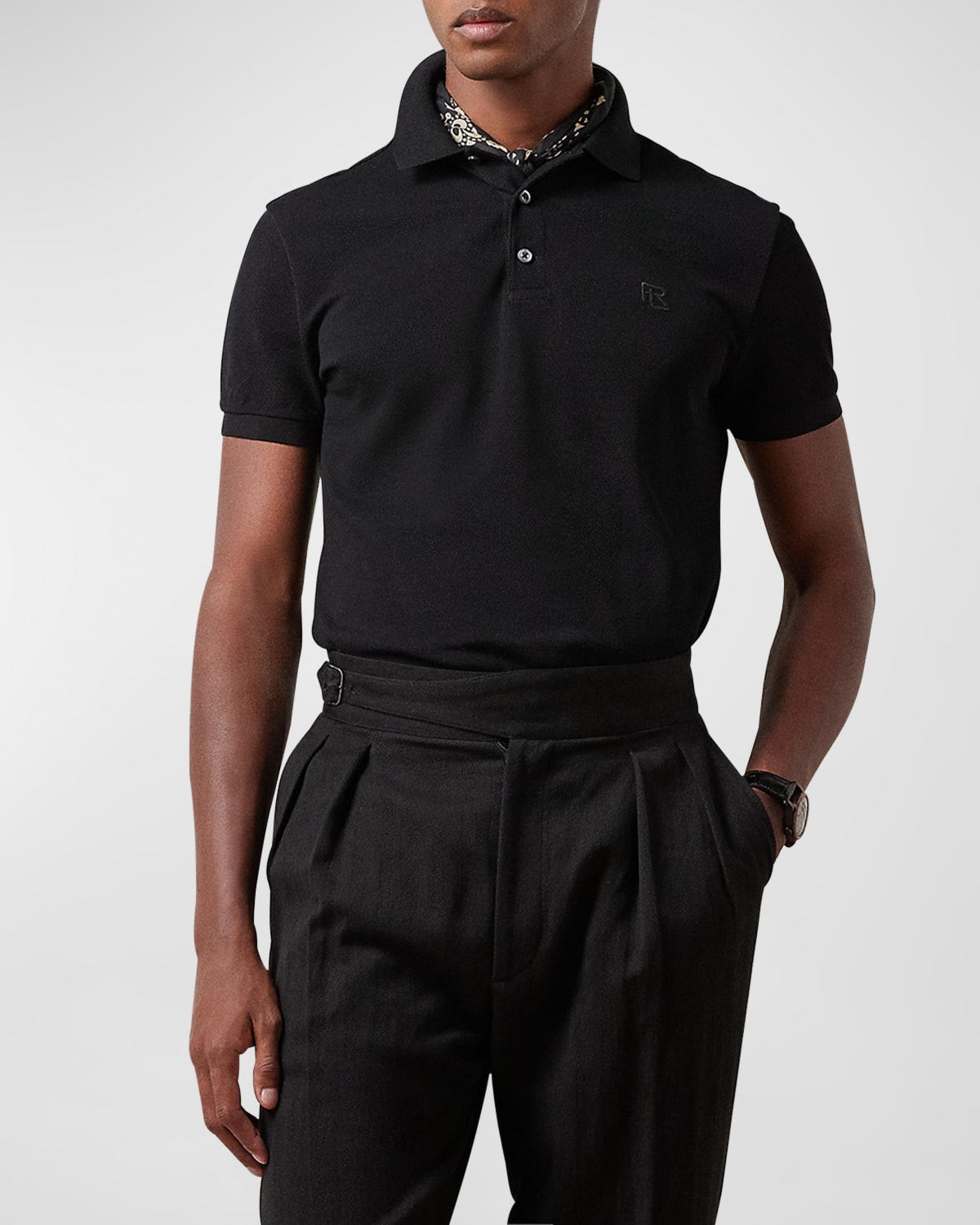 Shop Ralph Lauren Purple Label Men's Mercerized Pique Polo Shirt In Black