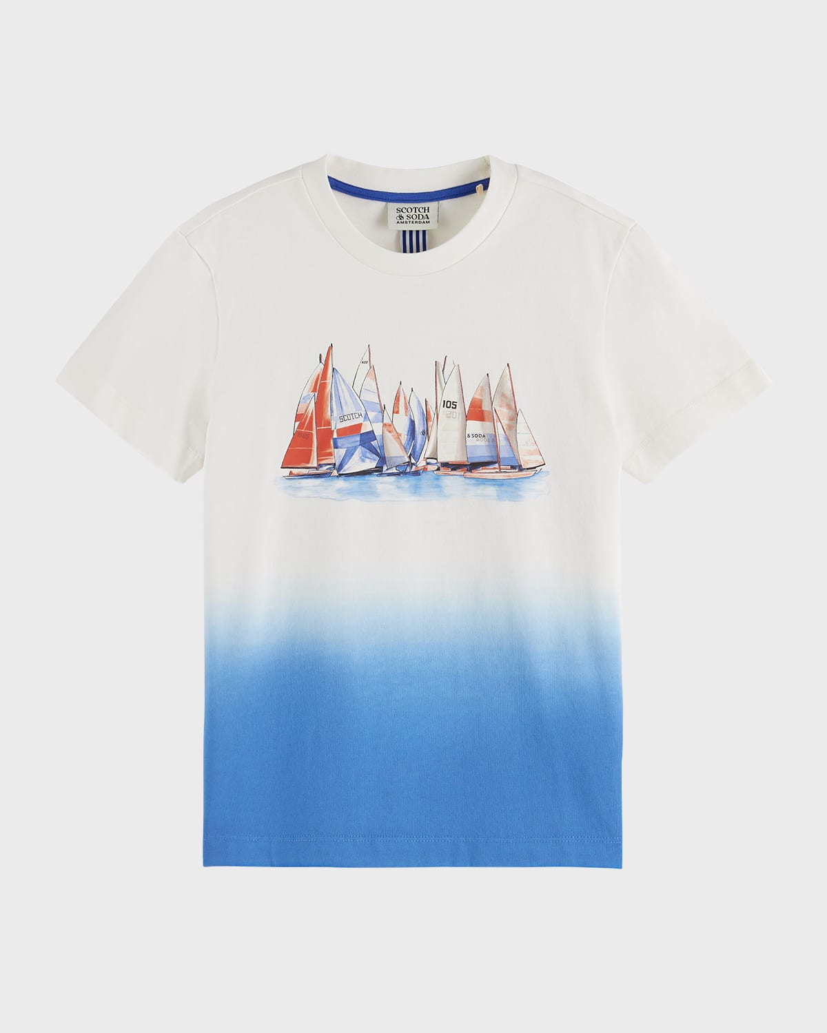 Shop Scotch & Soda Boy's Relaxed Fit Artwork Dip-dyed T-shirt In Off White