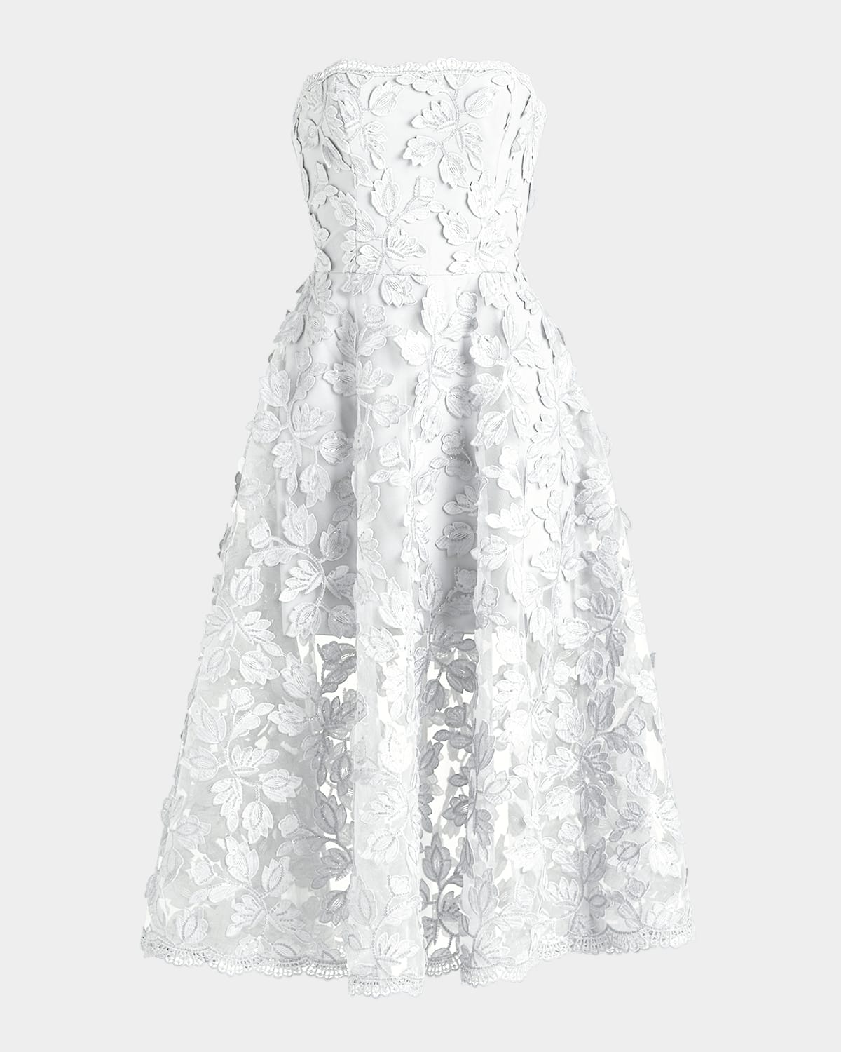 Florence Strapless Lace Applique Midi Dress