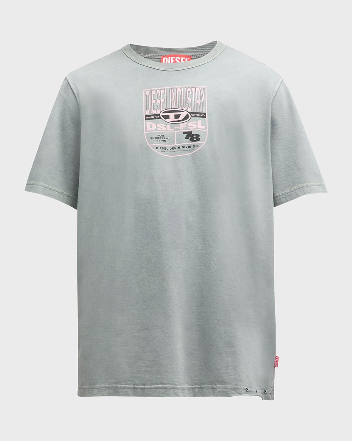 Shop Diesel Men's T-just-n17 Jersey Crest Logo T-shirt In Dove Grey