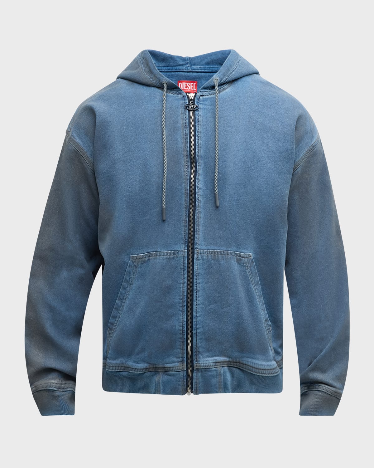 DIESEL MEN'S TRACK DENIM ZIP HOODIE