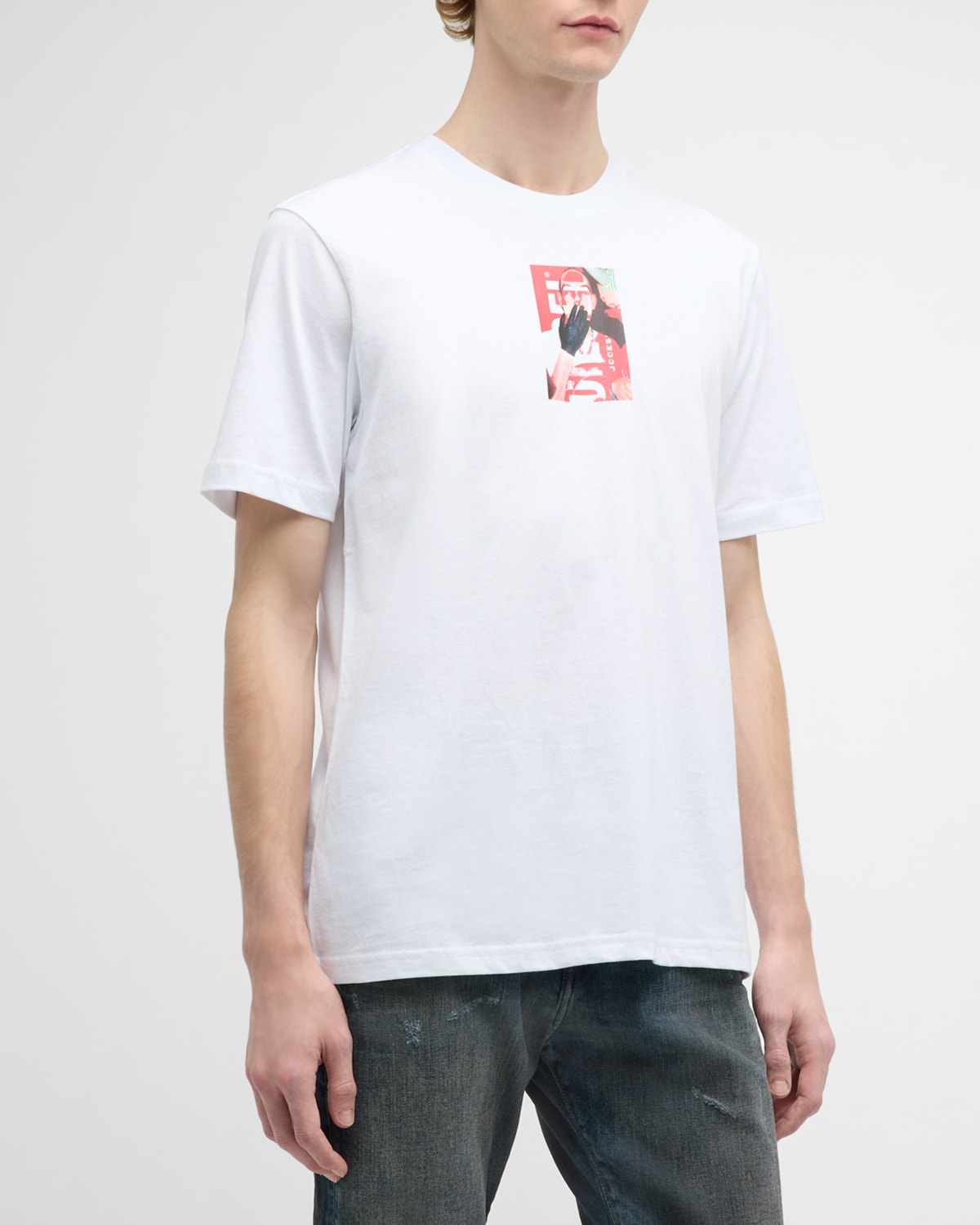 Diesel Men's T-just -n11 Distorted Graphic T-shirt In White