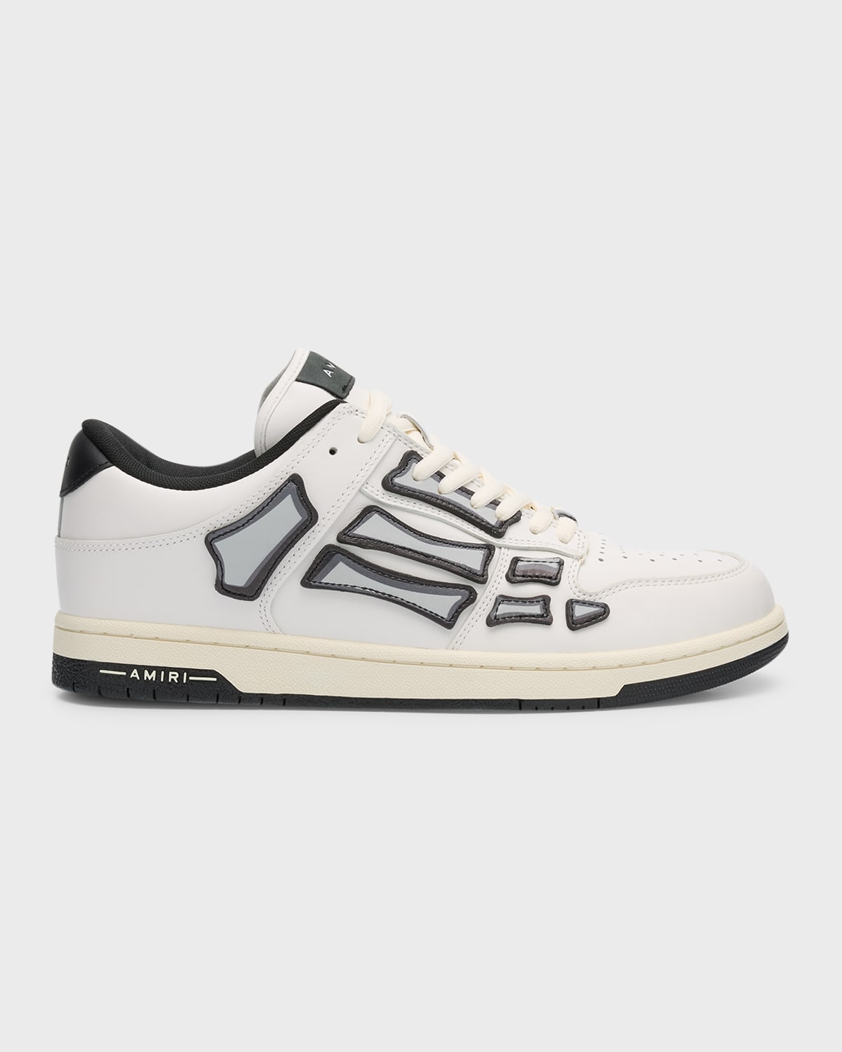 Shop Amiri Men's Skel Mesh And Leather Chunky Low-top Sneakers In White Black