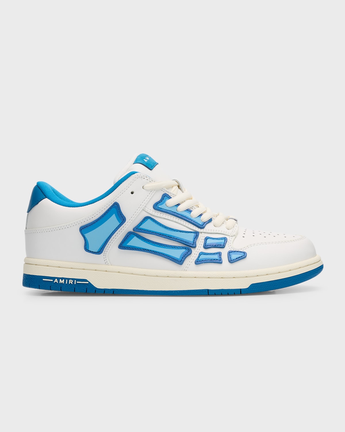 Shop Amiri Men's Skel Mesh And Leather Chunky Low-top Sneakers In Air Blue