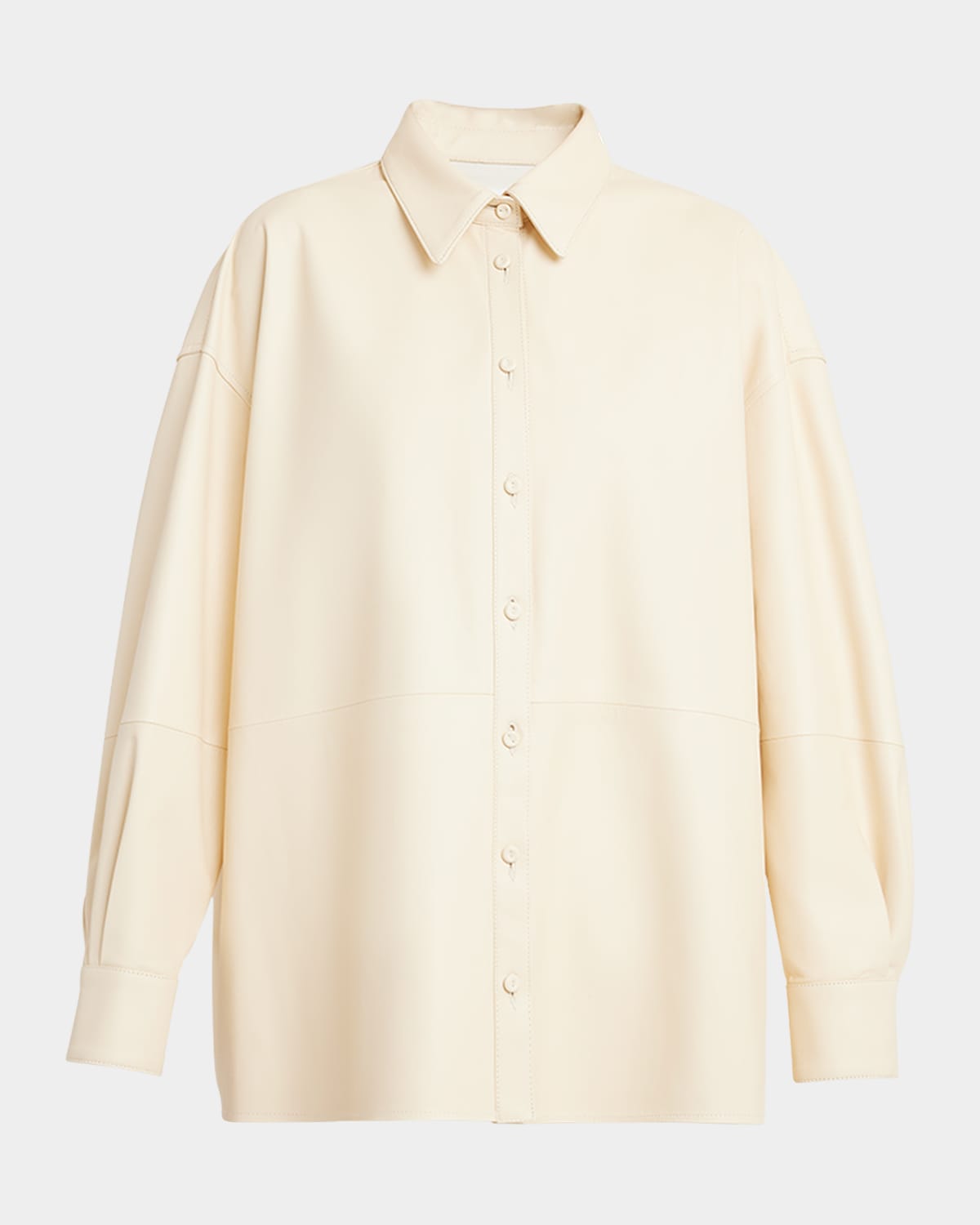 Armarium Leo Nappa Leather Button-front Shirt In Butter