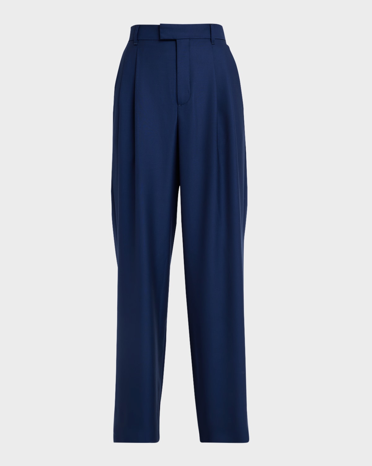 Shop Armarium Giorgia Double-pleated Wide-leg Wool Pants In Blue