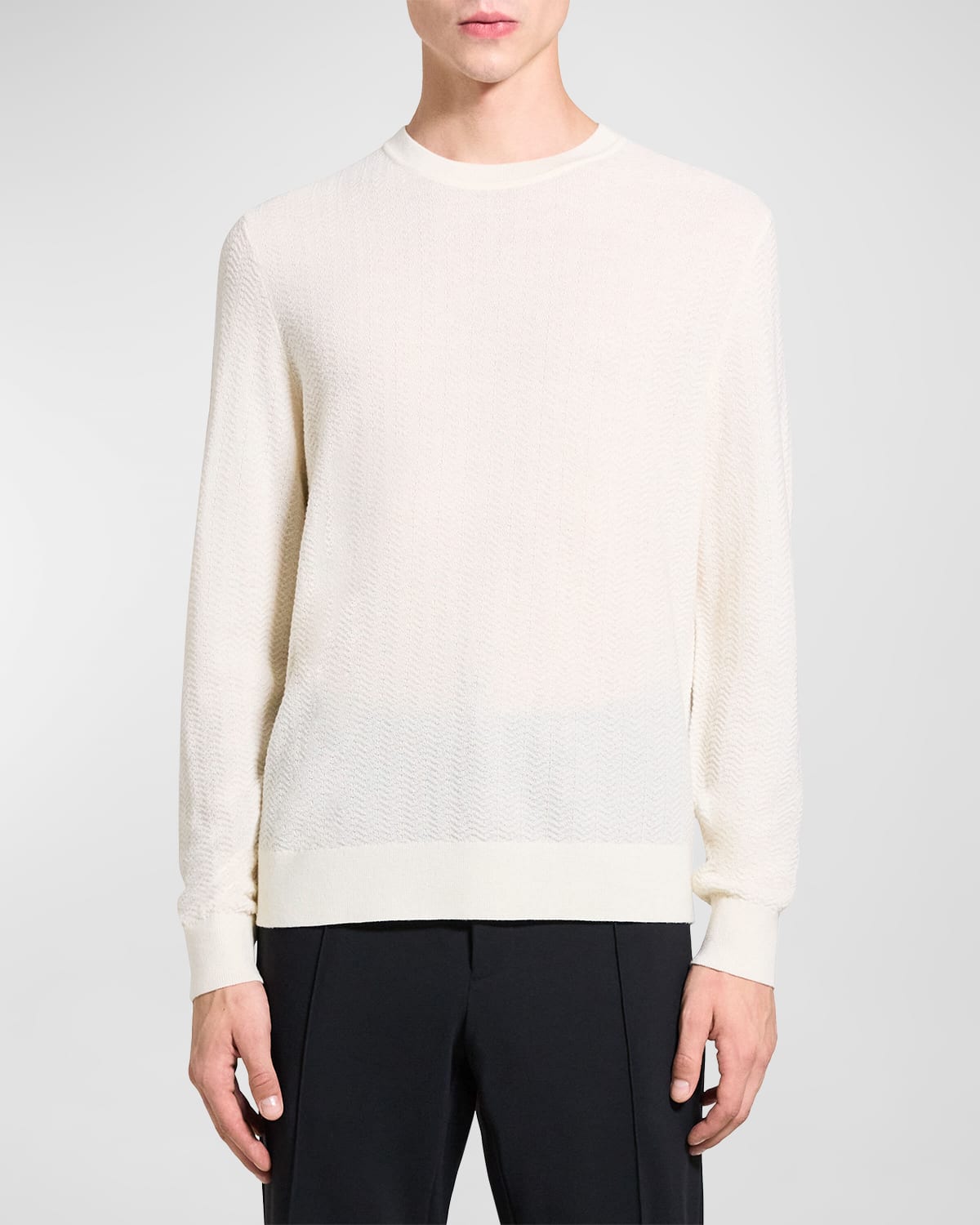 Shop Theory Men's Merino Wool Crewneck Sweater In Ivory