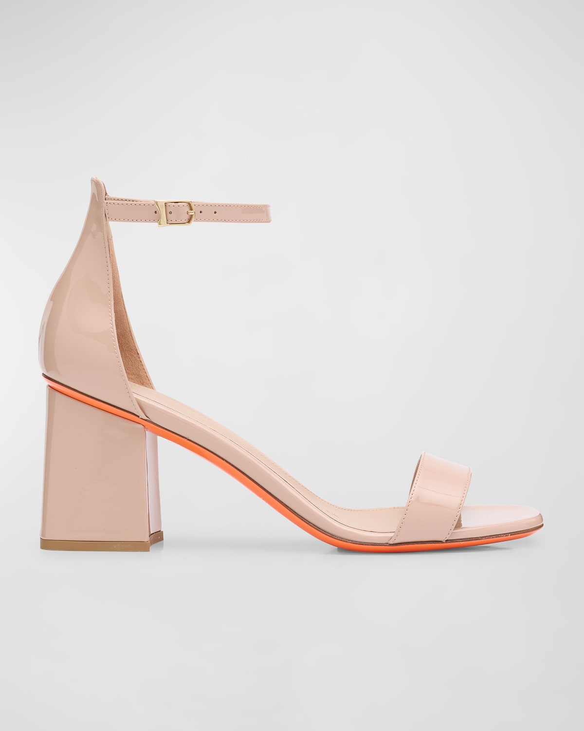 Santoni Pink Sandals With A Wide Heel In Nude