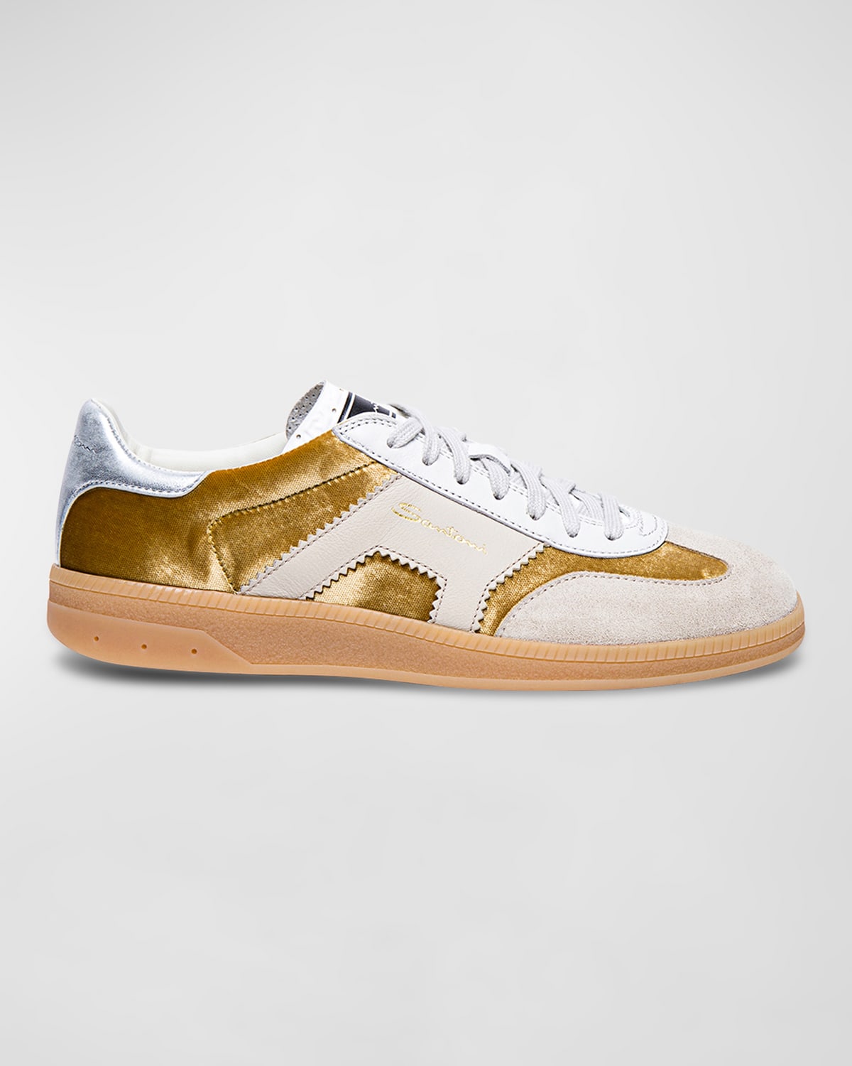 Santoni Dba Metallic Leather Low-top Sneakers In Yellow