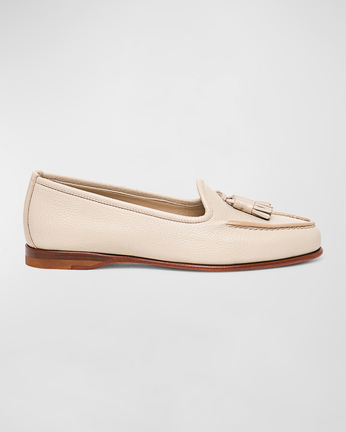 Santoni Andrea Calfskin Tassel Loafers In Beige