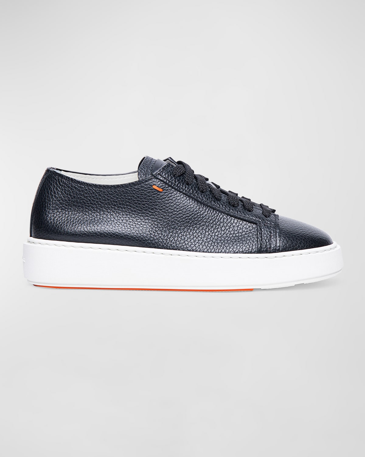 Santoni Anginal Leather Low-top Sneakers In Black