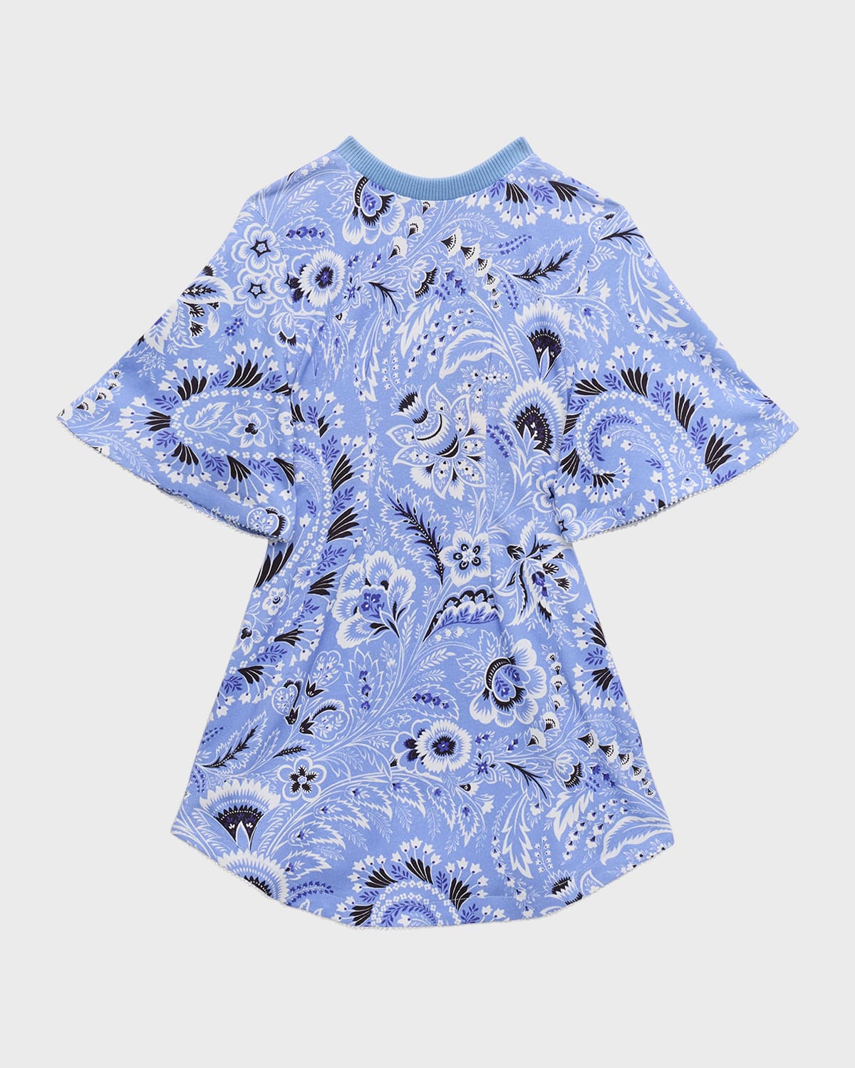 Shop Etro Girl's Floral & Paisley-print Woven Dress In Blue
