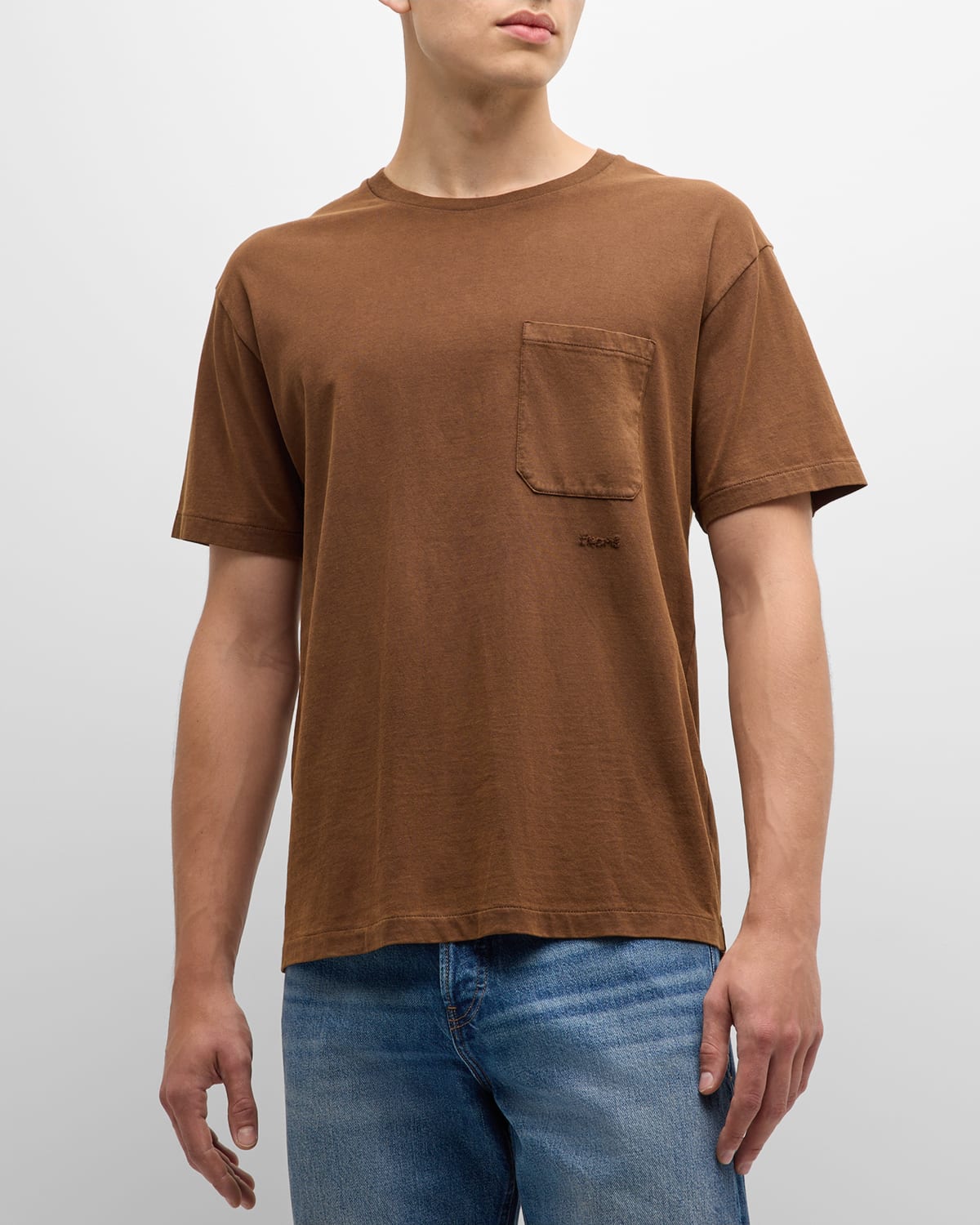 Shop Frame Men's Relaxed Vintage Washed Tee In Brown