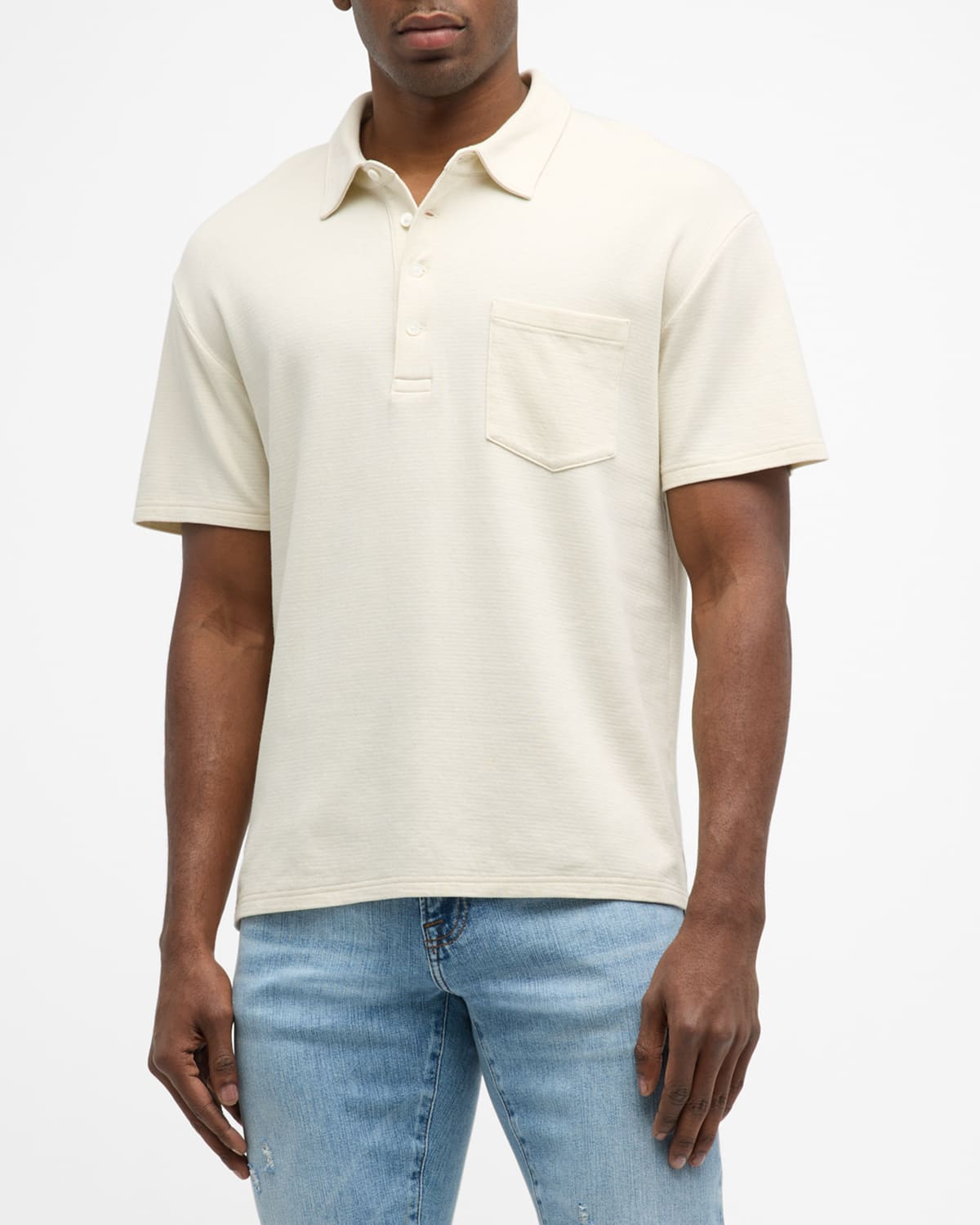 Shop Frame Men's Duo Fold Ribbed Polo In White Canvas
